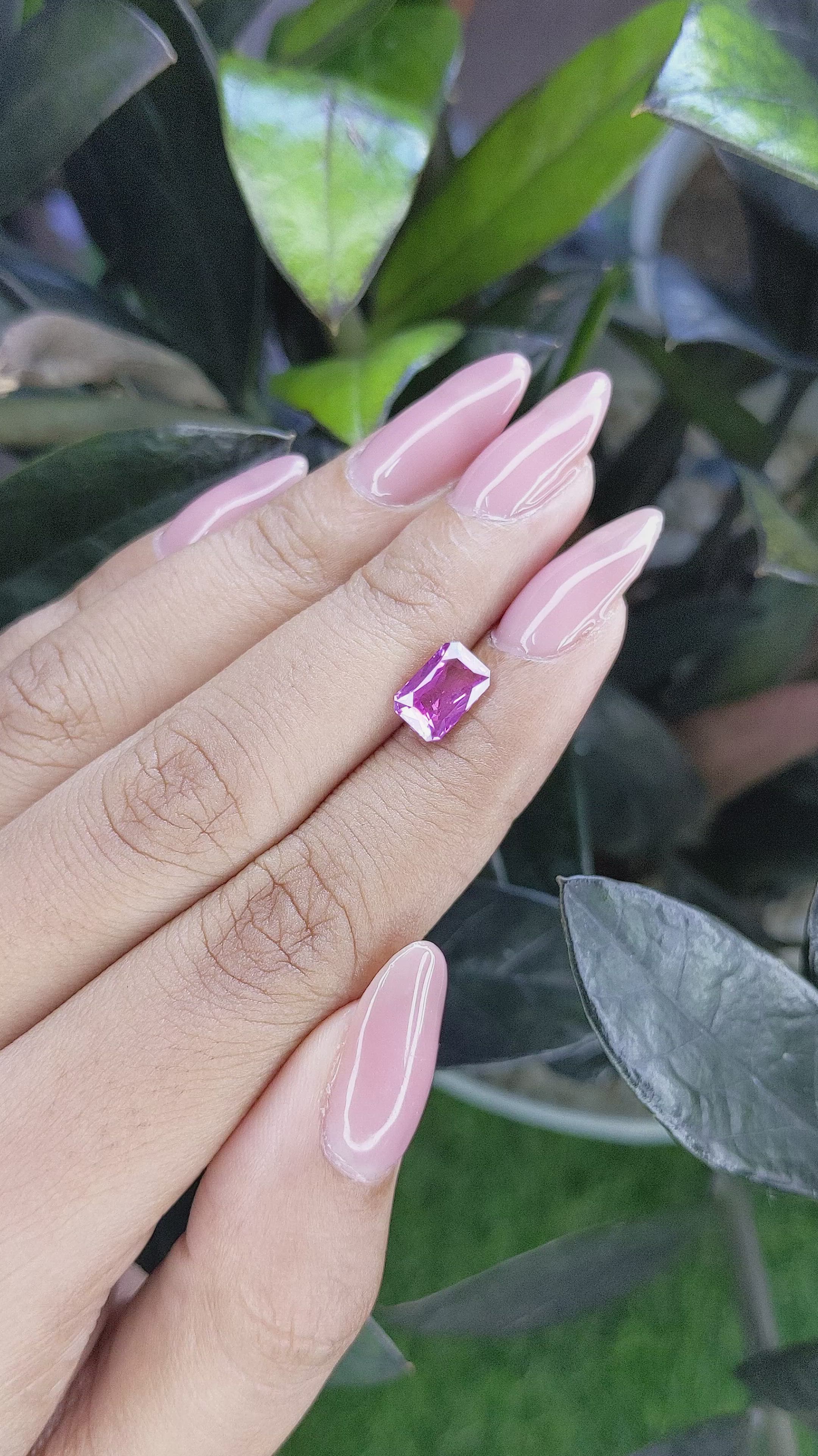2.01 Ct. Pinkish Purple Sapphire from Ceylon (Sri Lanka) Size Video