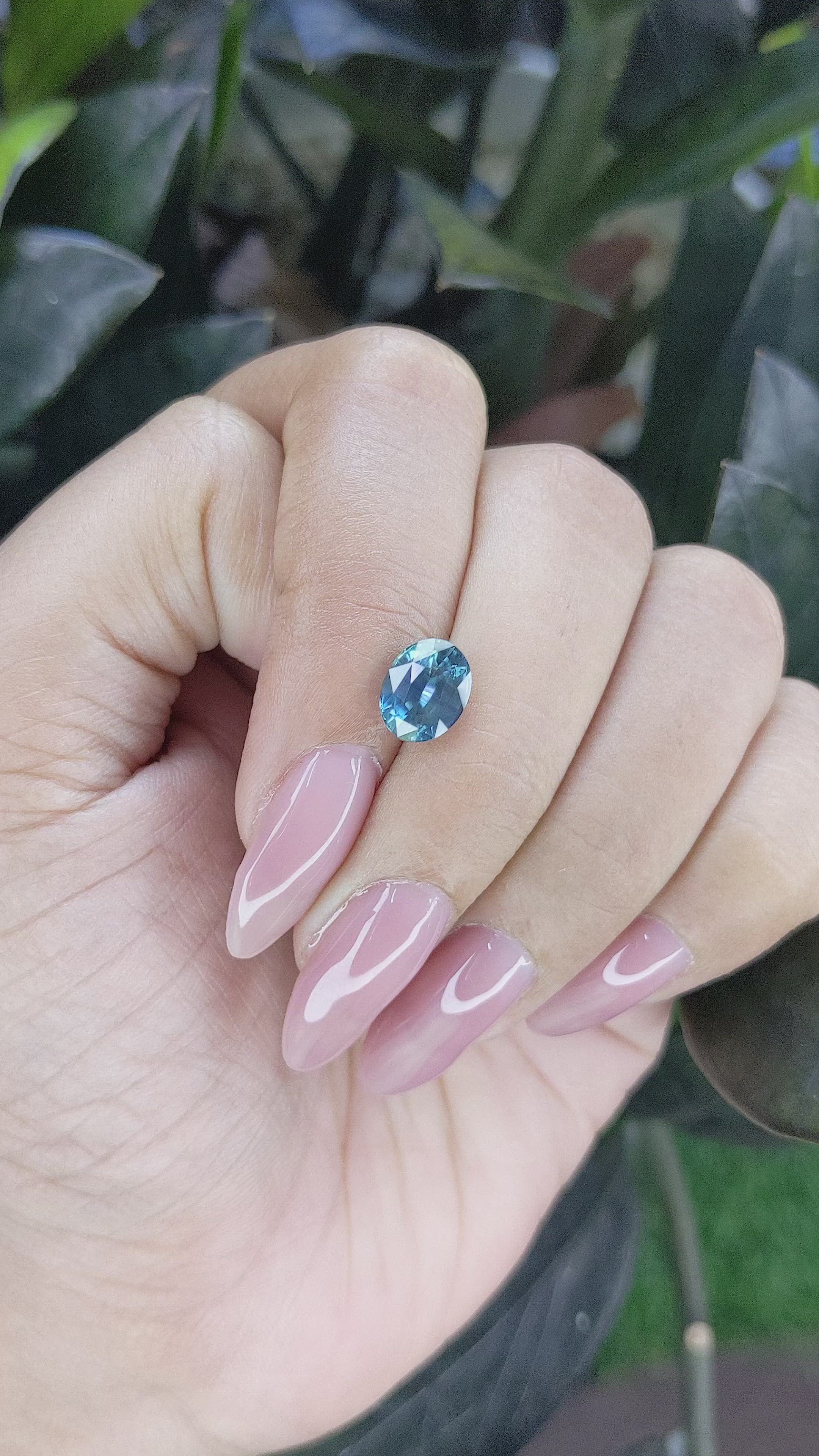 2.19 Ct. Greenish Blue Sapphire from Madagascar Size Video