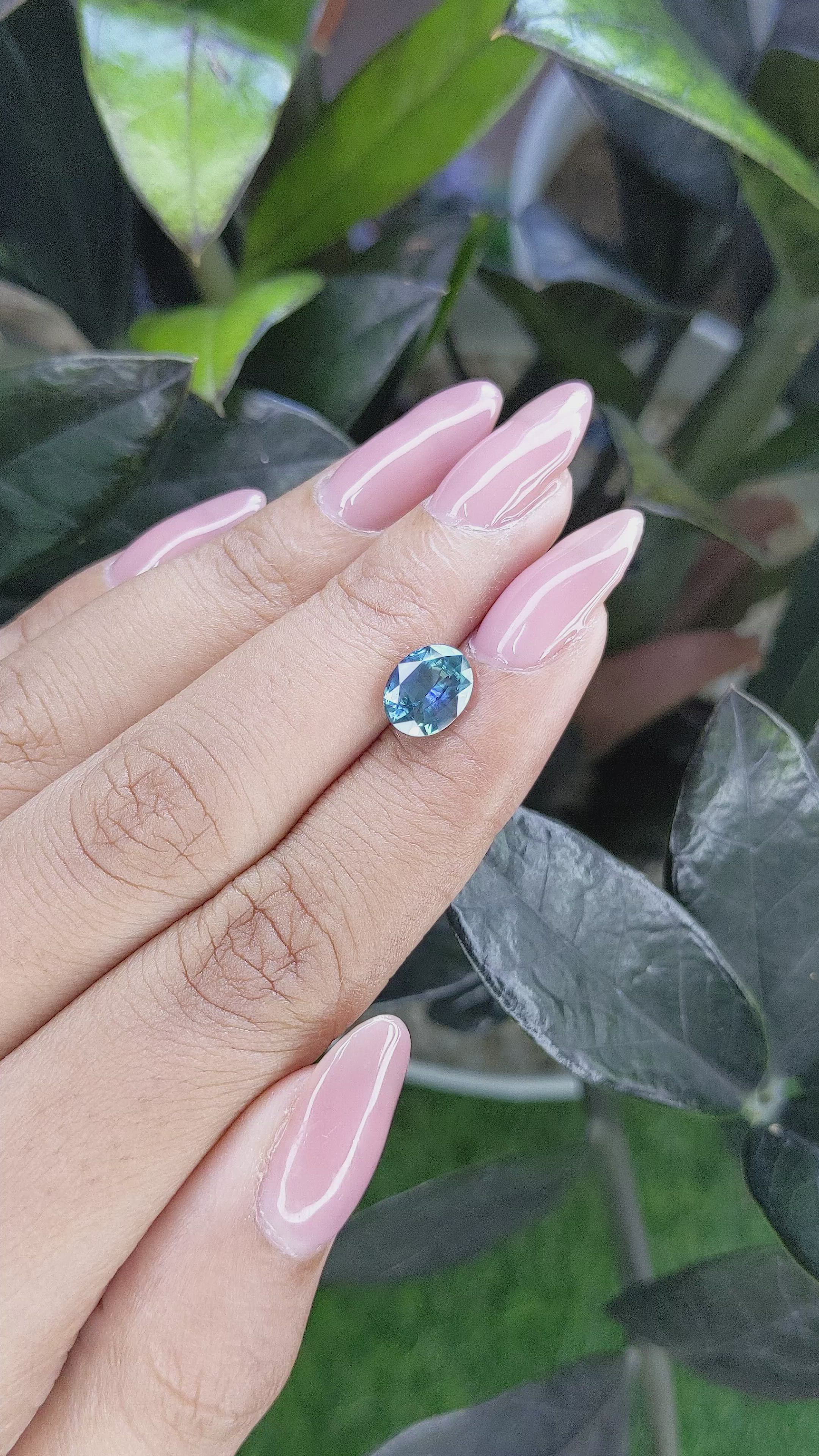 2.19 Ct. Greenish Blue Sapphire from Madagascar Size Video