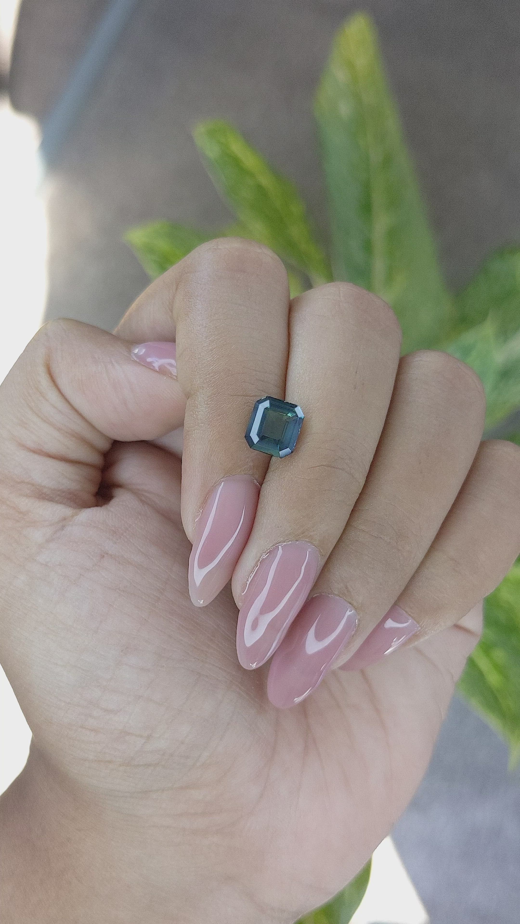 2.51 Ct. Bluish Green Sapphire from Madagascar Size Video