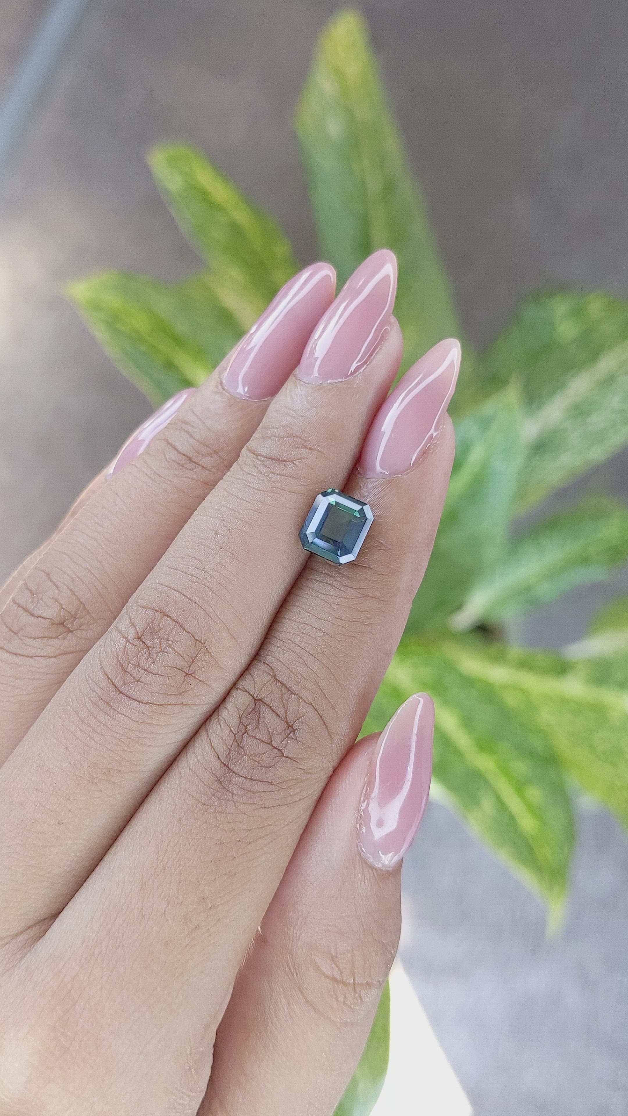 2.51 Ct. Bluish Green Sapphire from Madagascar Size Video