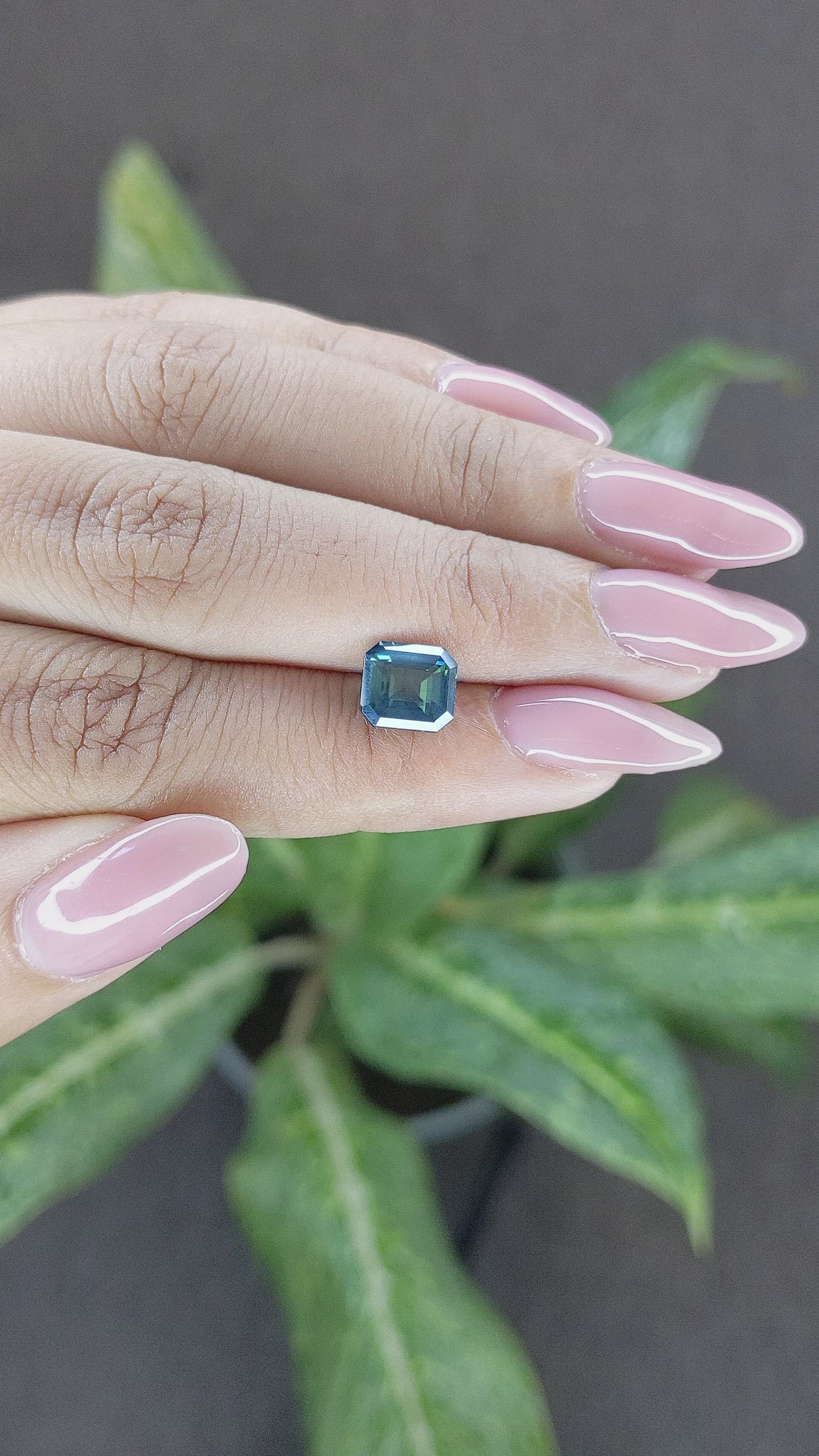 2.51 Ct. Bluish Green Sapphire from Madagascar Size Video