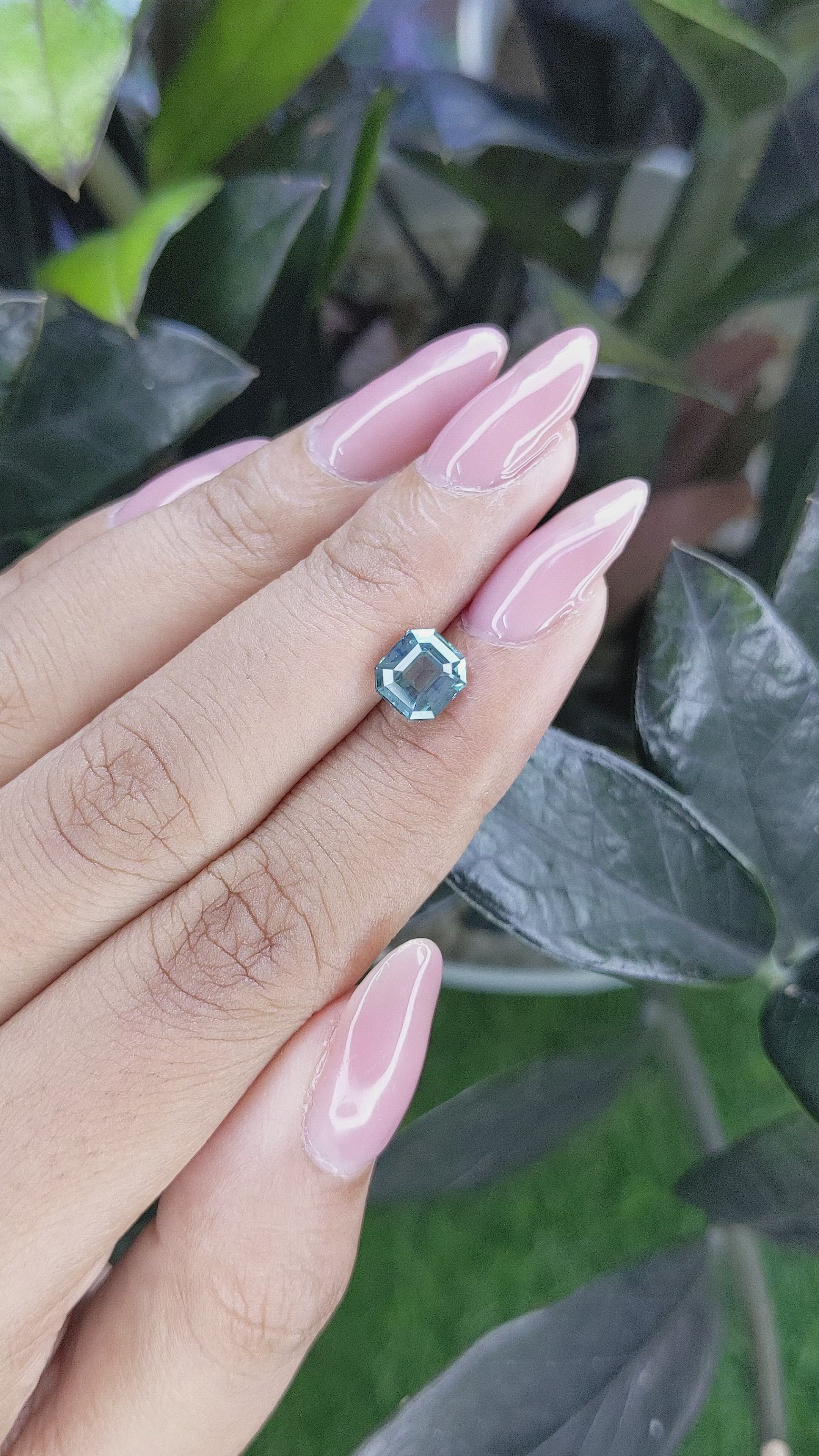 2.02 Ct. Greenish Blue Sapphire from Madagascar Size Video