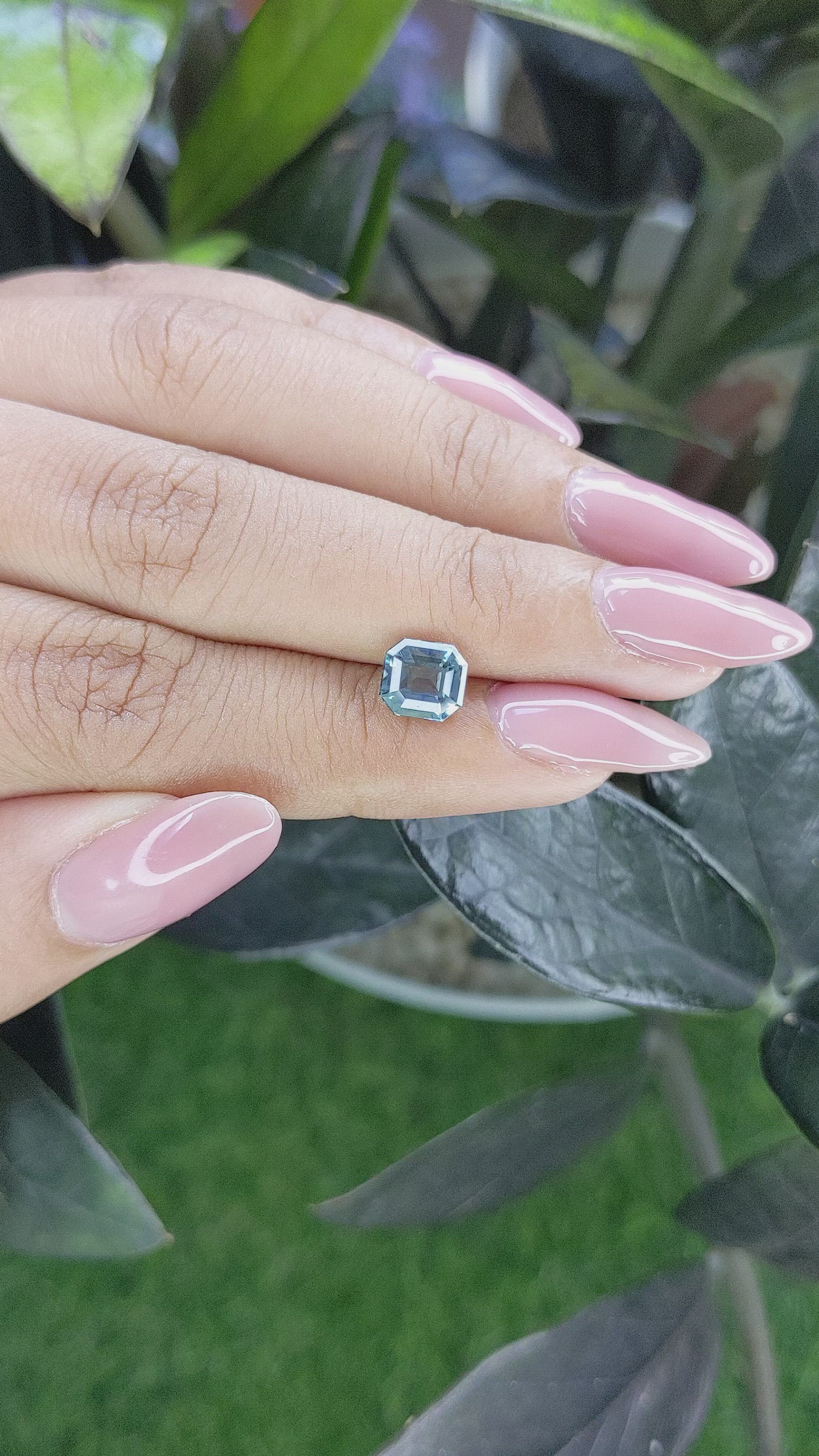 2.02 Ct. Greenish Blue Sapphire from Madagascar Size Video