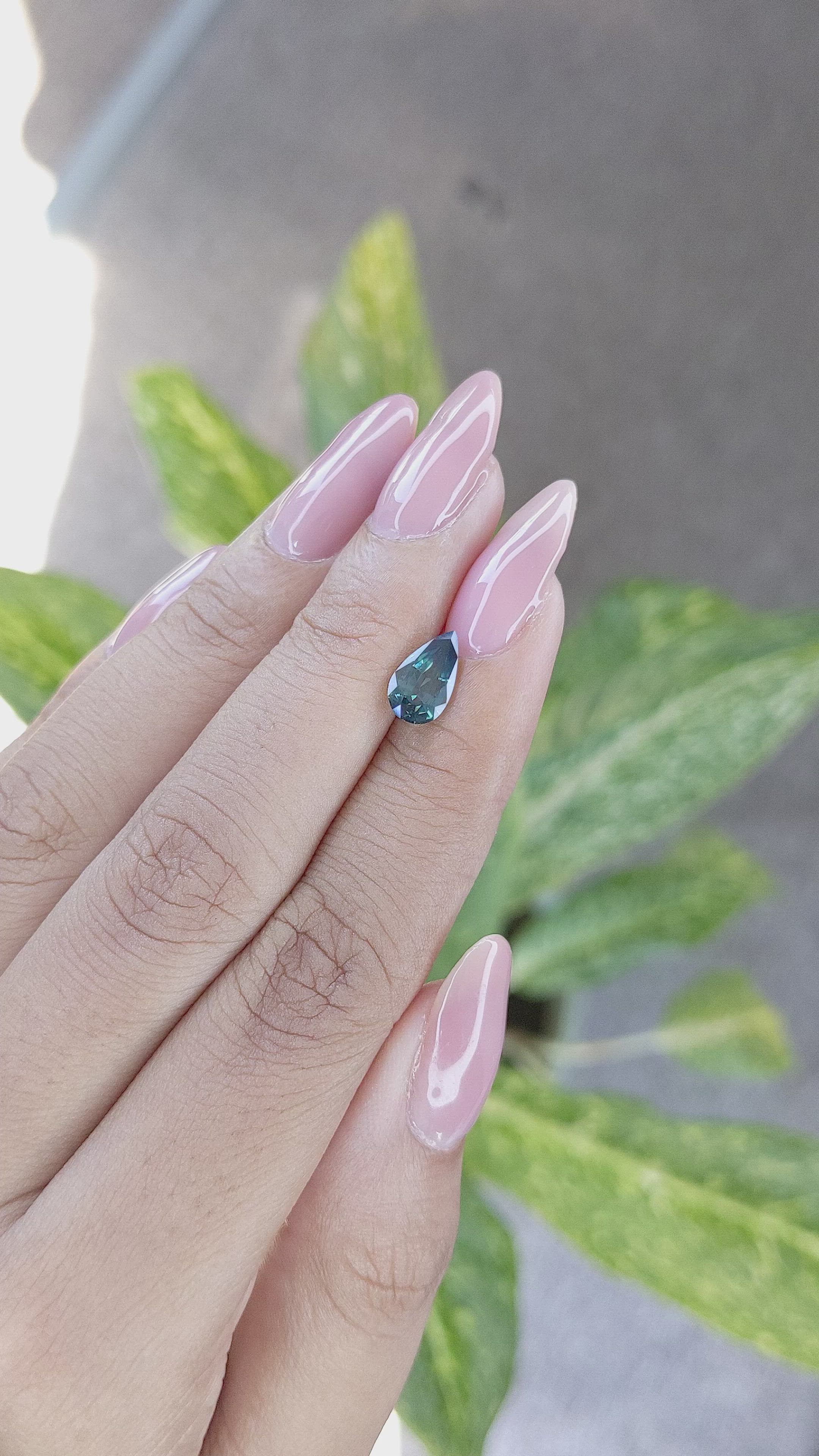 1.36 Ct. Bluish Green Sapphire from Madagascar Size Video