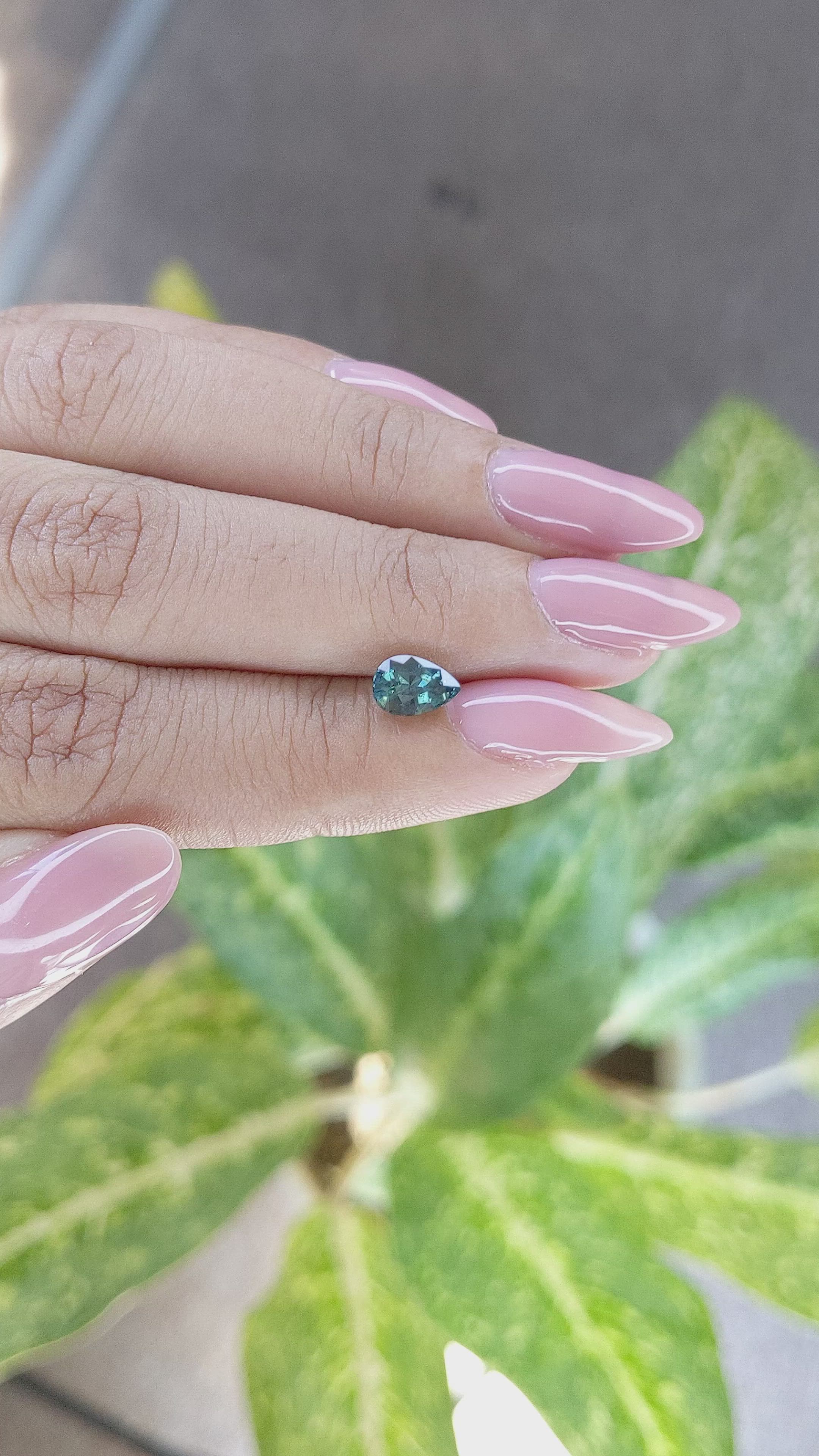 1.06 Ct. Bluish Green Sapphire from Madagascar Size Video