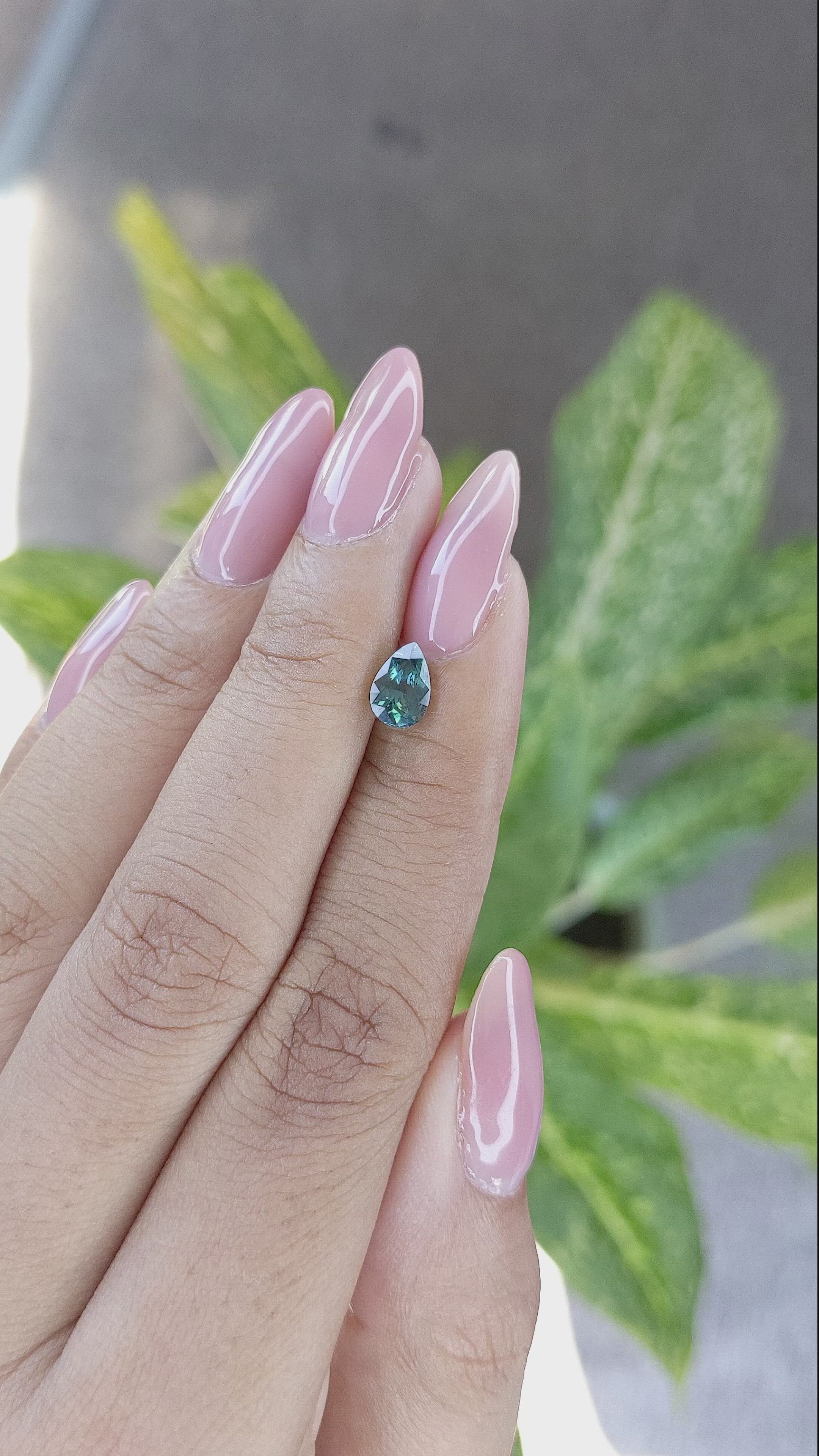 1.06 Ct. Bluish Green Sapphire from Madagascar Size Video