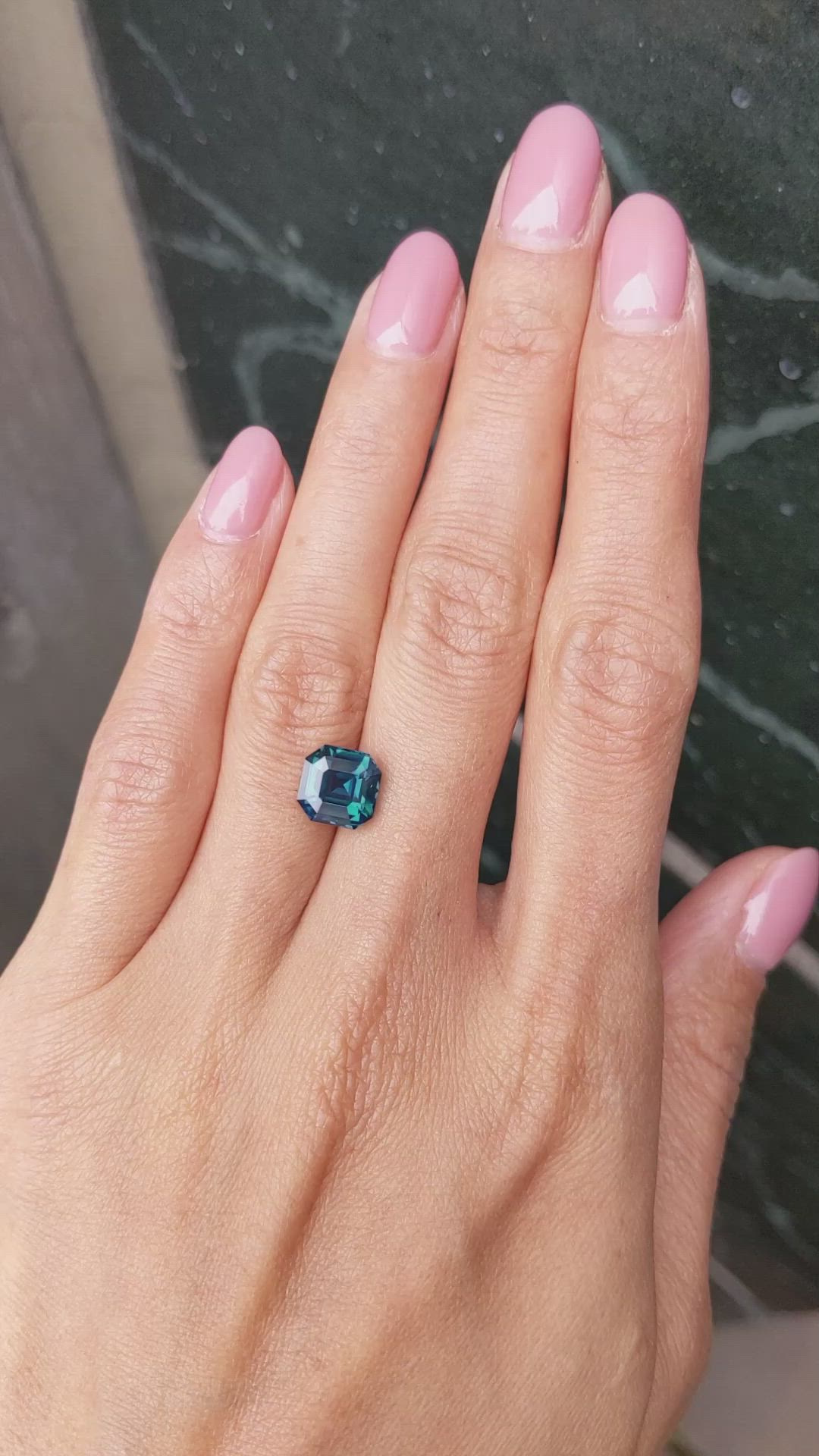 3.62 Ct. Bluish Green Sapphire from Madagascar Size Video