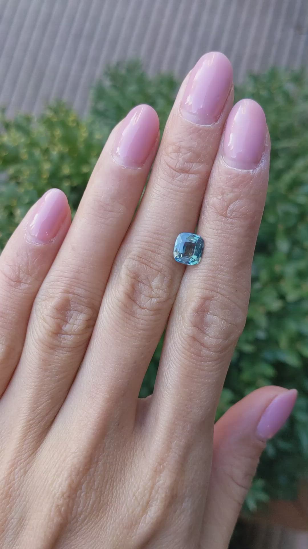 1.59 Ct. Bluish Green Sapphire from Madagascar Size Video