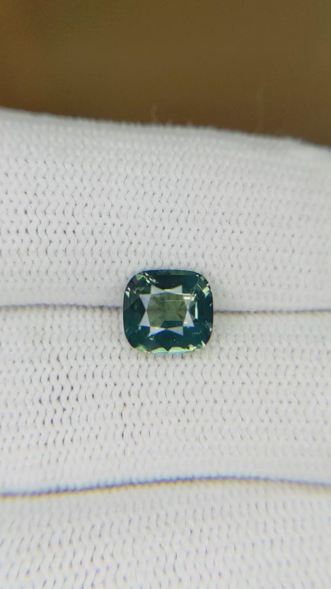 1.59 Ct. Bluish Green Sapphire from Madagascar Size Video