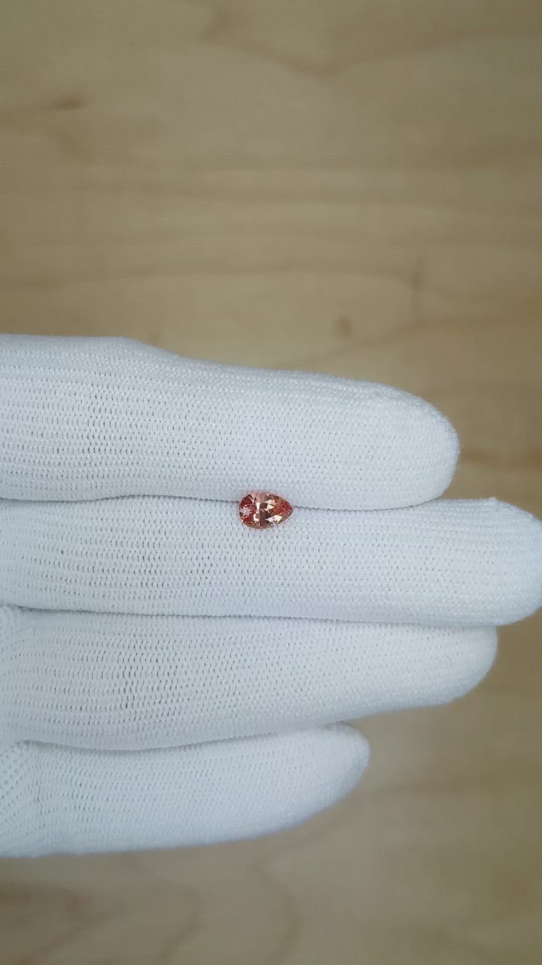 0.72 Ct. Padparadscha Sapphire from Ceylon (Sri Lanka) Size Video