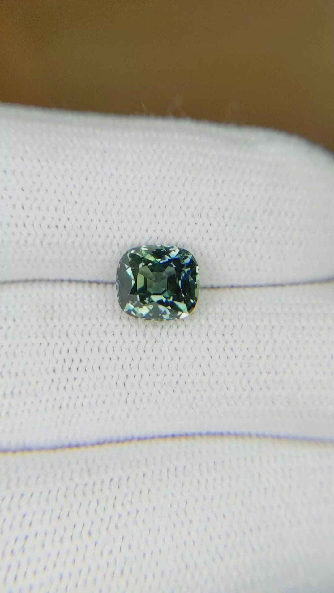 2.15 Ct. Bluish Green Sapphire from Madagascar Size Video