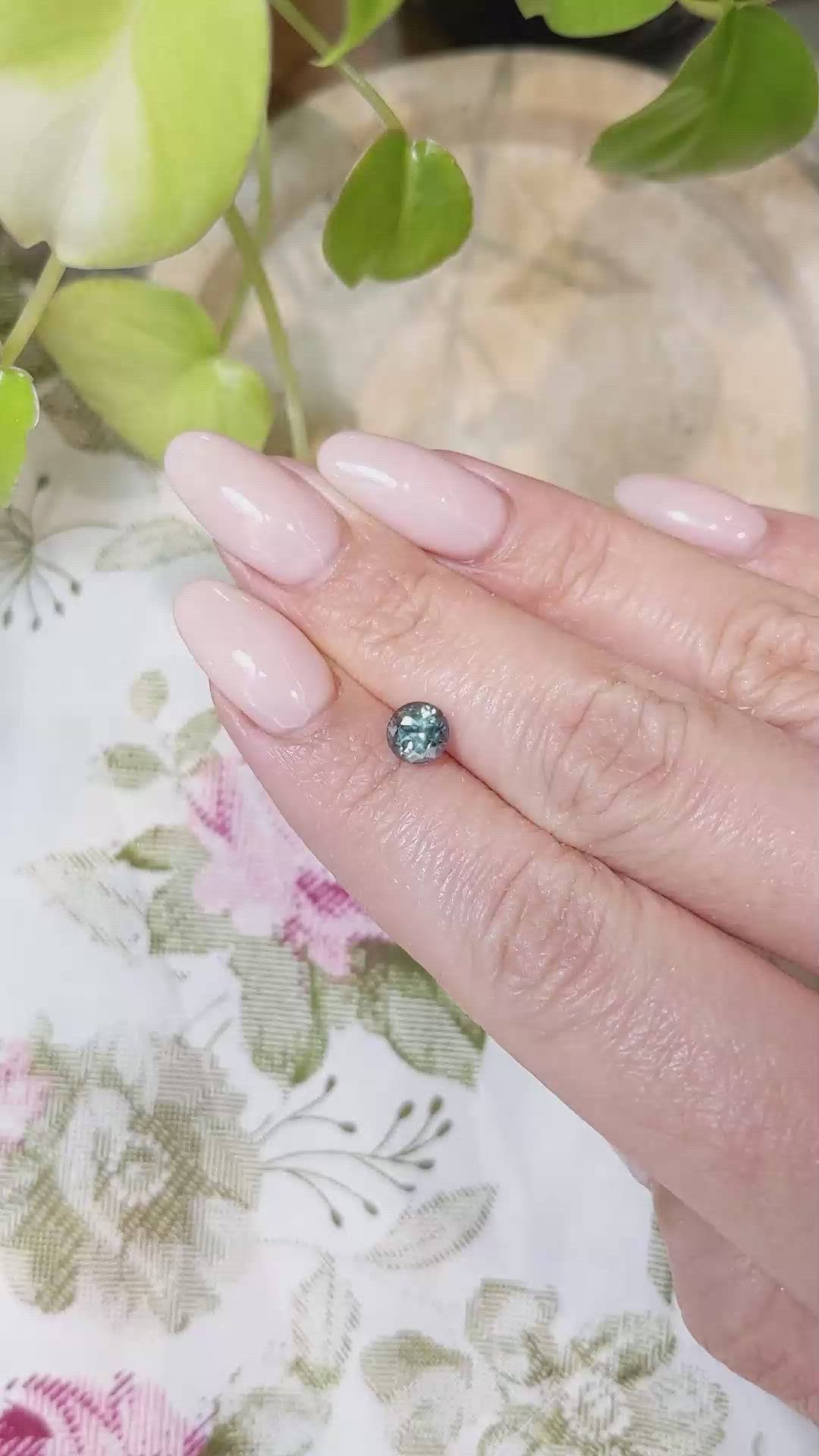 1.23 Ct. Bluish Green Sapphire from Montana Size Video