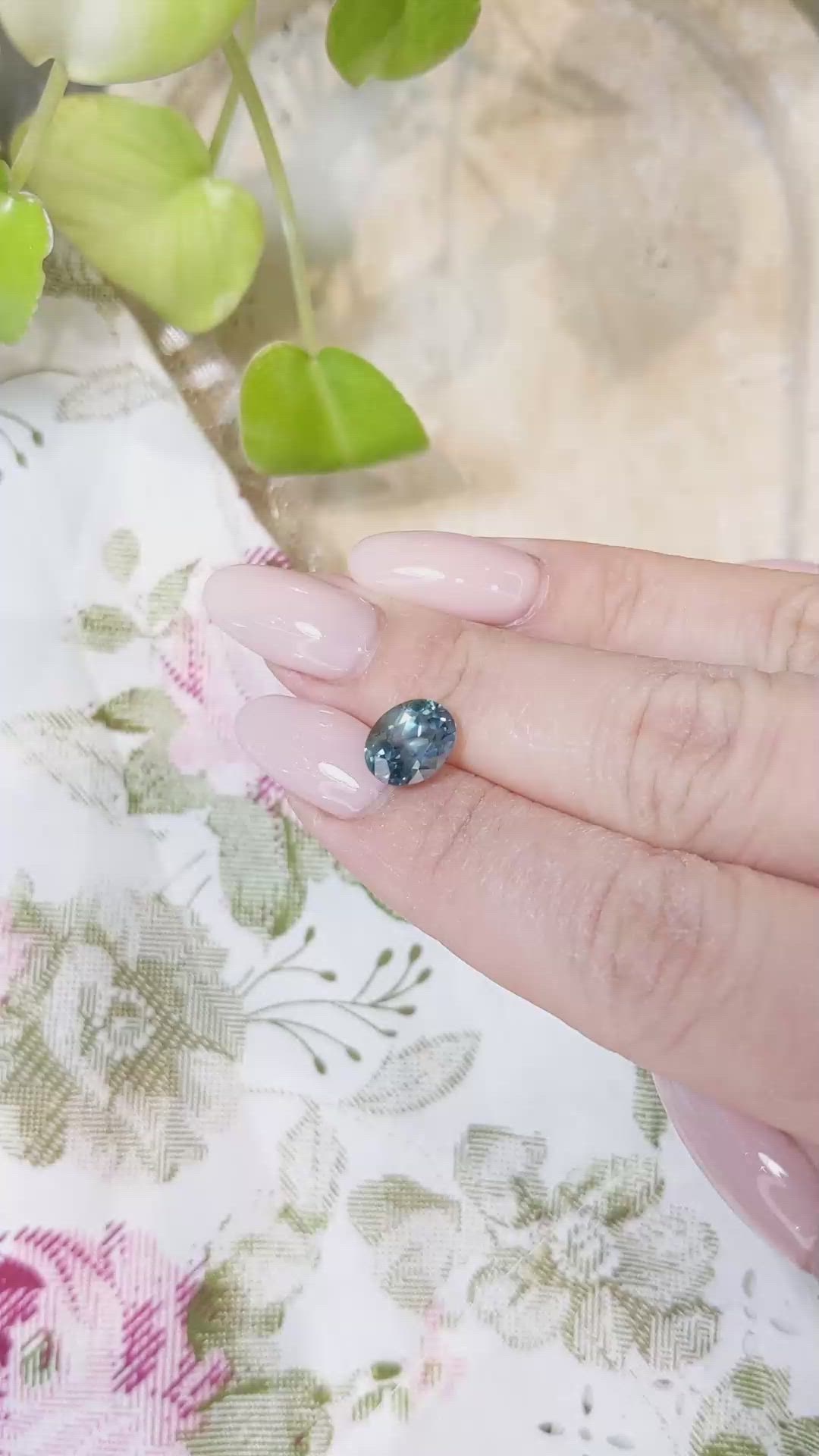 3.20 Ct. Greenish Blue Sapphire from Montana Size Video