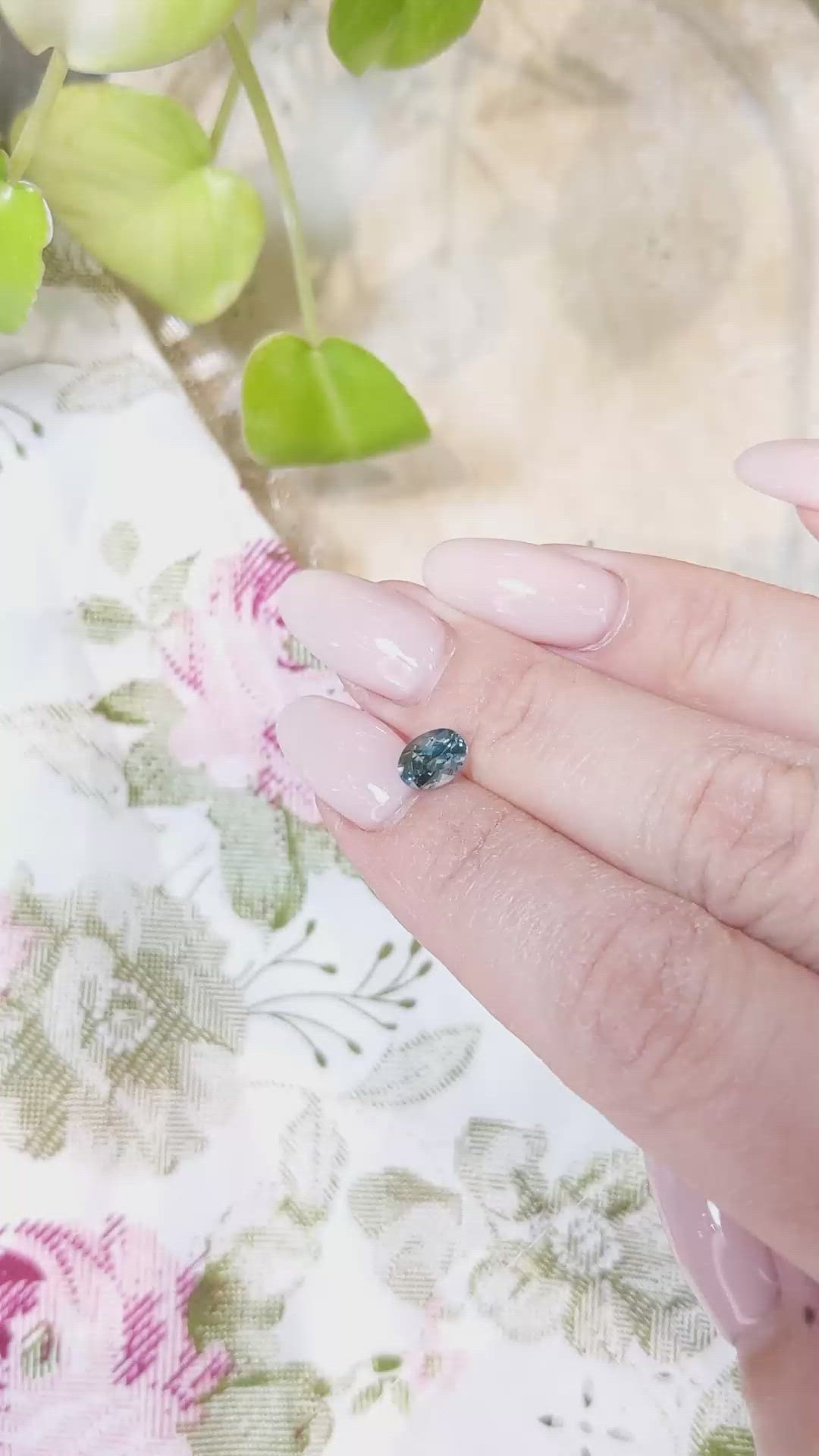 1.14 Ct. Bluish Green Sapphire from Montana Size Video