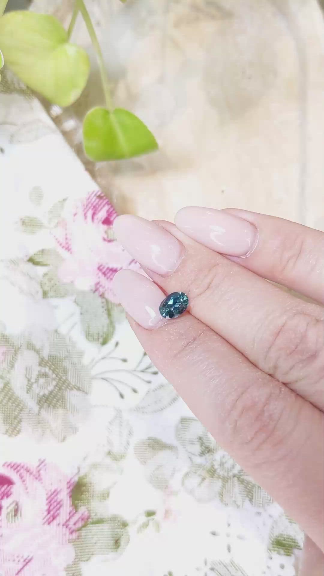 1.26 Ct. Greenish Blue Sapphire from Montana Size Video