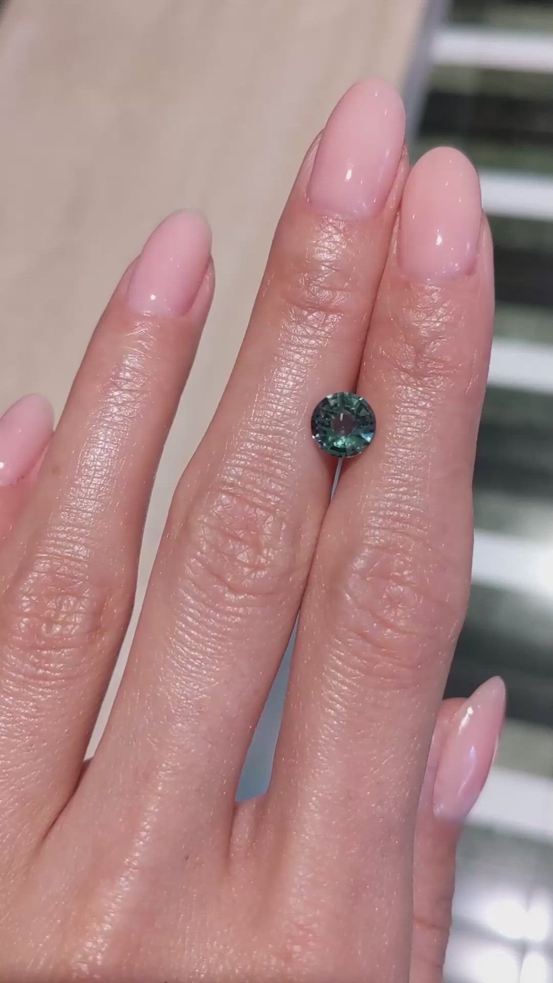 1.65 Ct. Bluish Green Sapphire from Madagascar Size Video