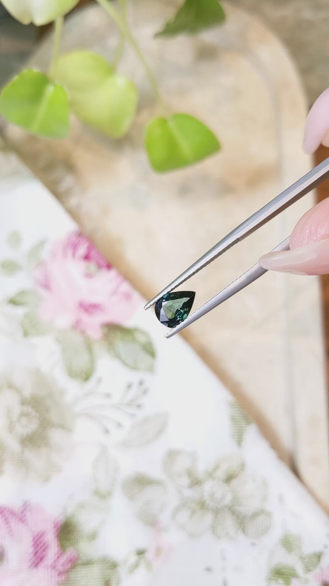 1.06 Ct. Bluish Green Sapphire from Madagascar Size Video
