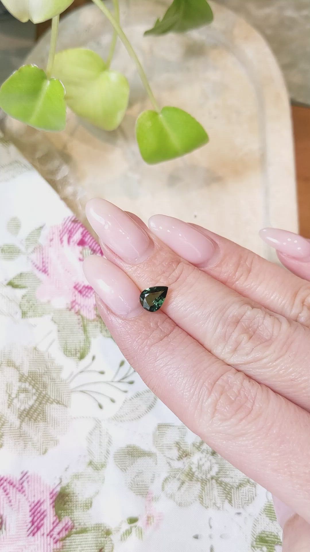 1.06 Ct. Bluish Green Sapphire from Madagascar Size Video