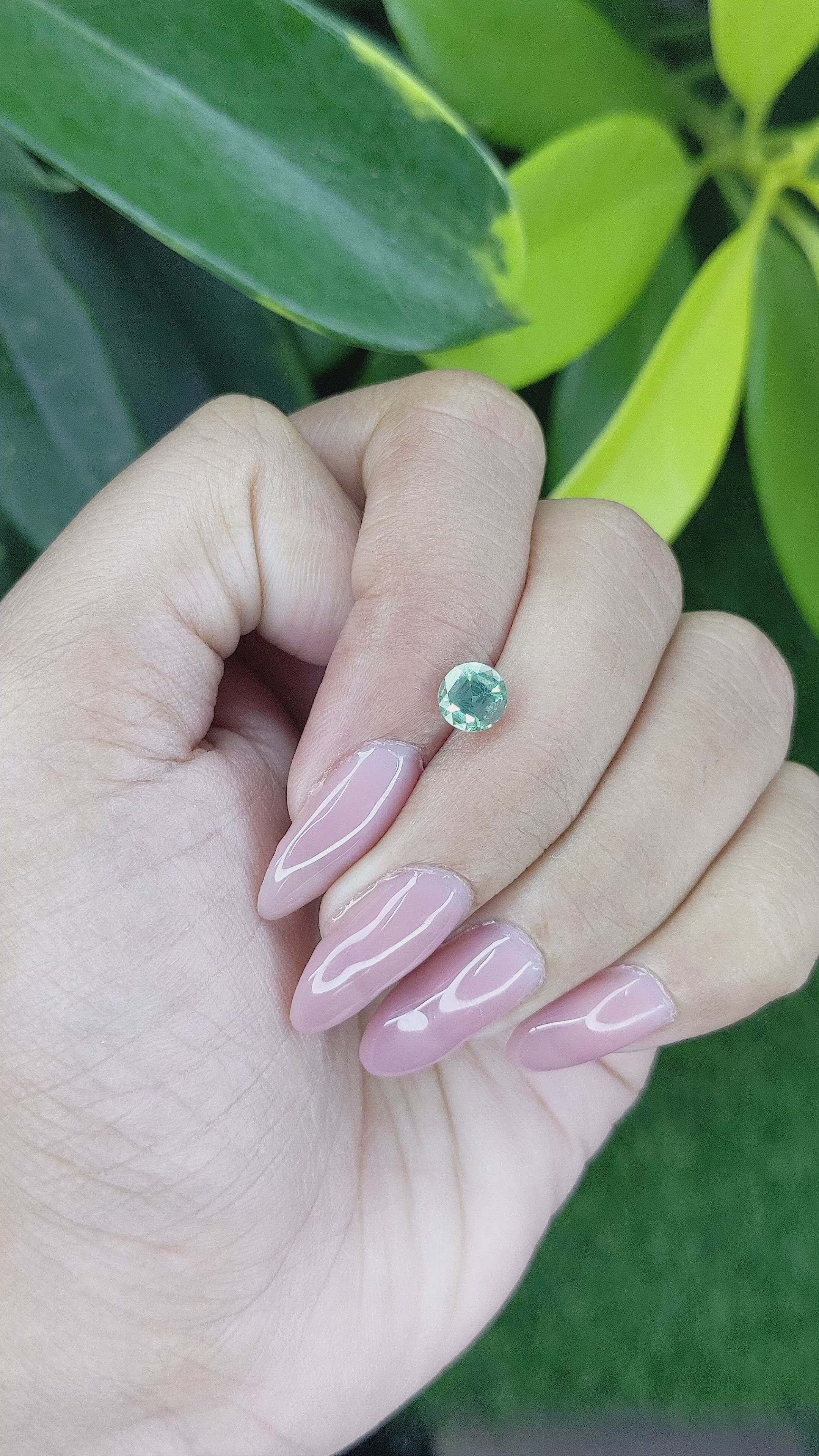 1.08 Ct. Bluish Green Sapphire from Madagascar Size Video