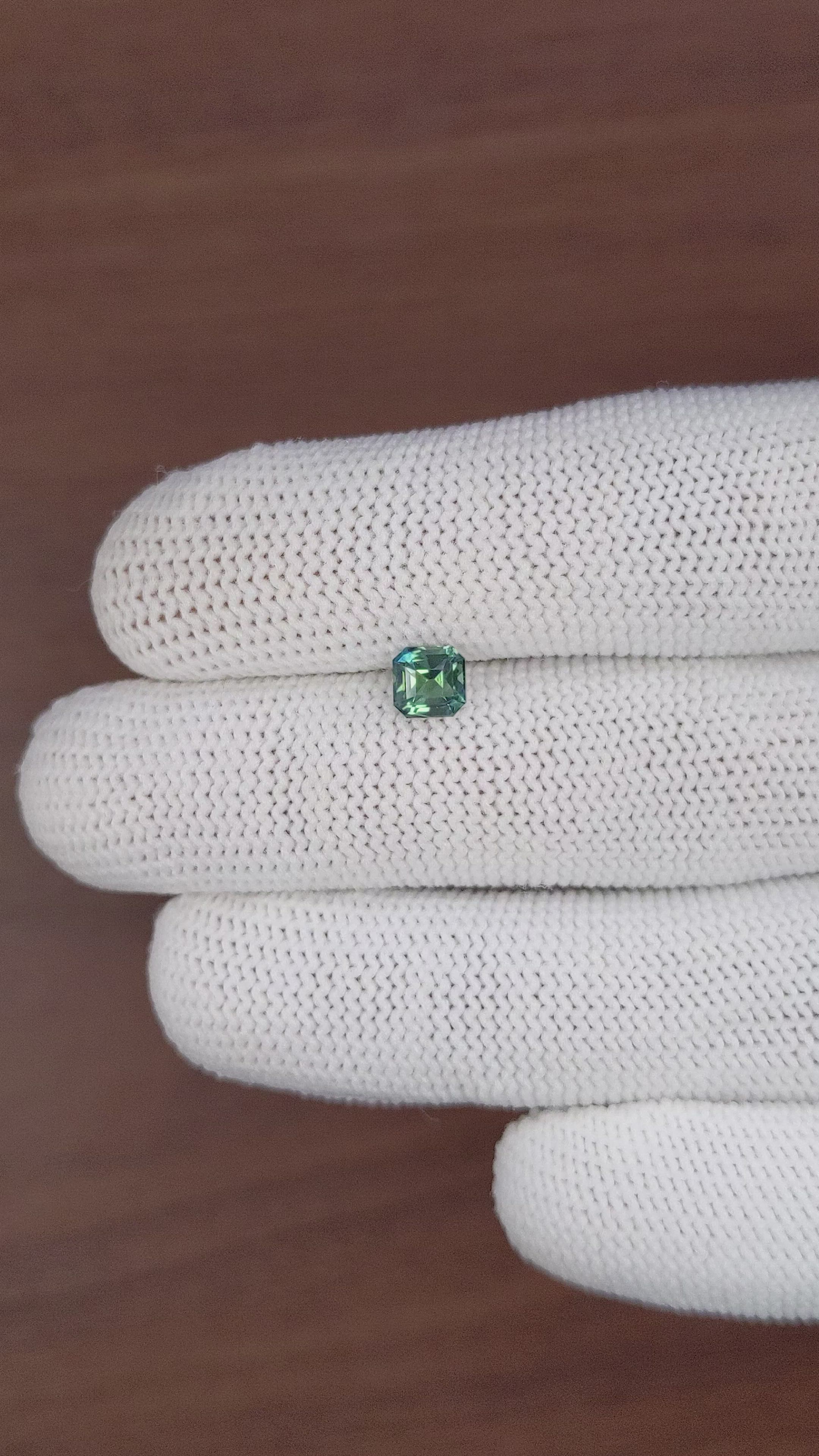 1.03 Ct. Bluish Green Sapphire from Madagascar Size Video