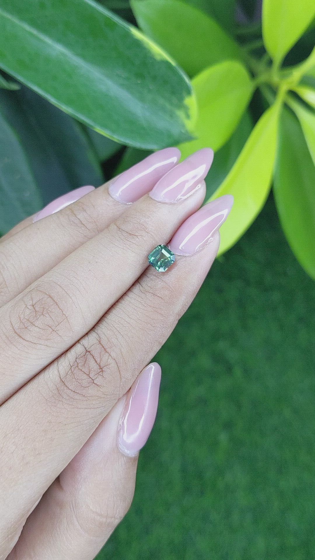 1.03 Ct. Bluish Green Sapphire from Madagascar Size Video