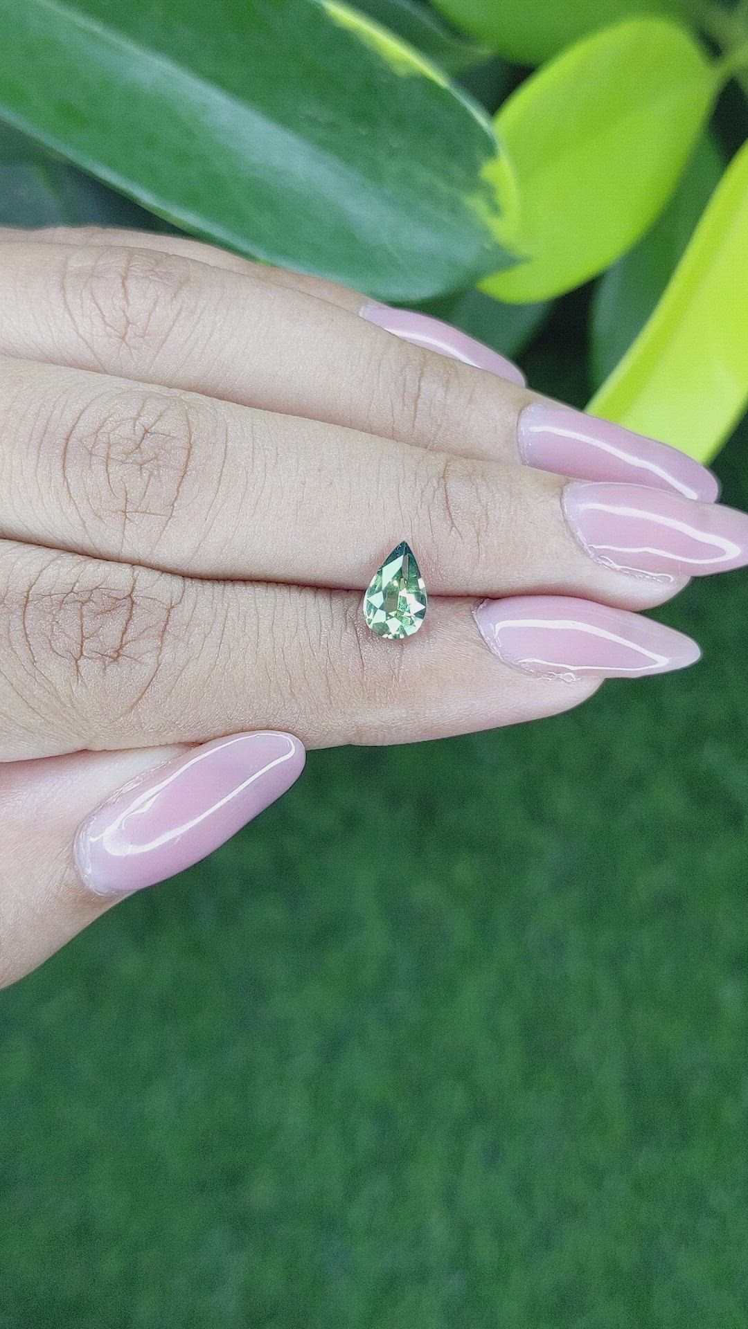 1.03 Ct. Bluish Green Sapphire from Madagascar Size Video