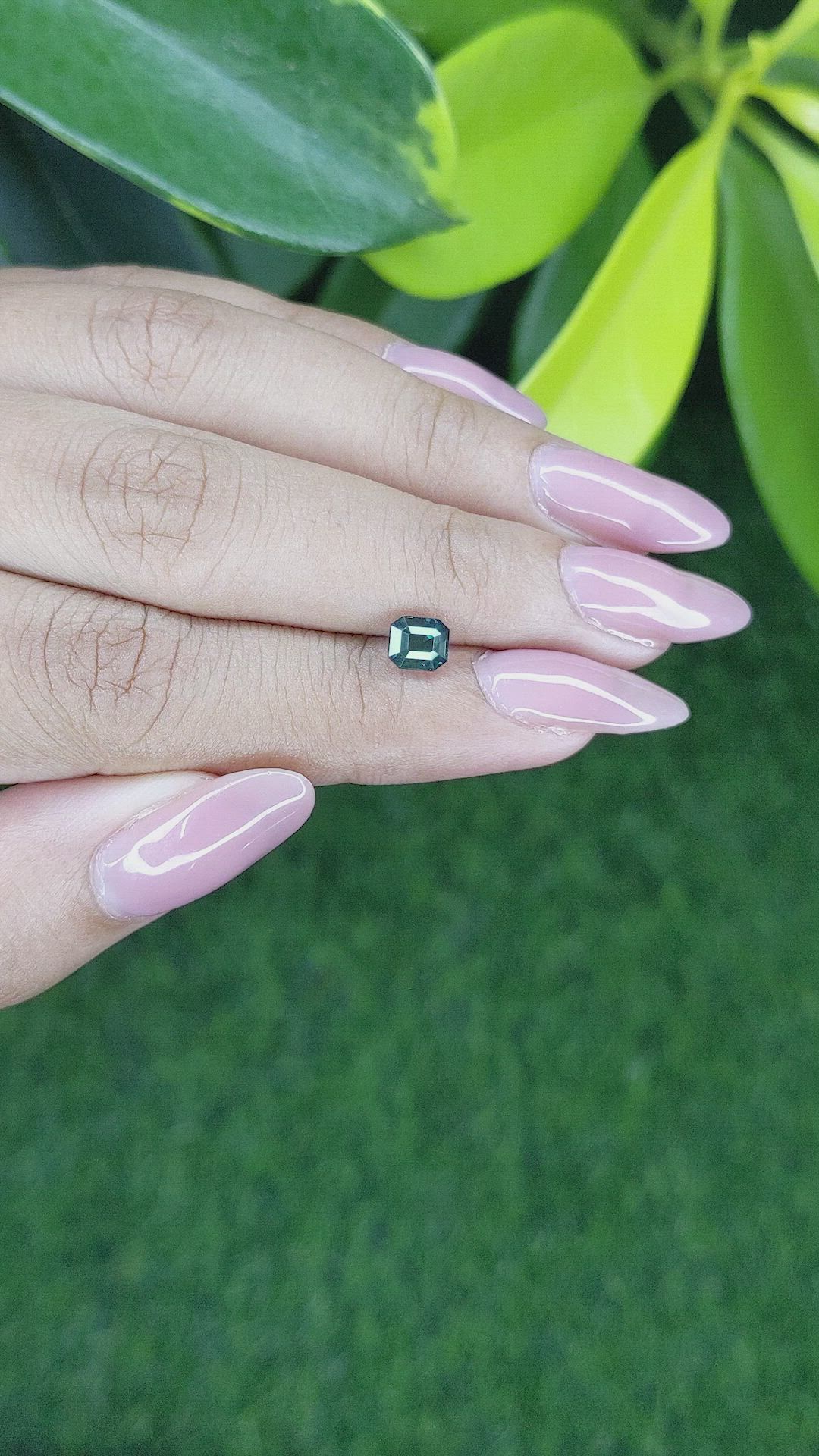 1.04 Ct. Bluish Green Sapphire from Madagascar Size Video