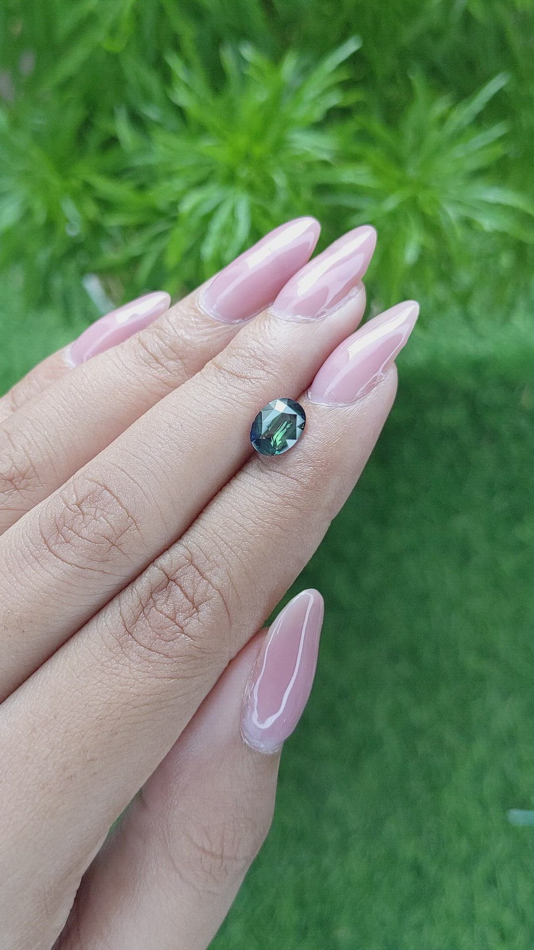 1.58 Ct. Bluish Green Sapphire from Madagascar Size Video