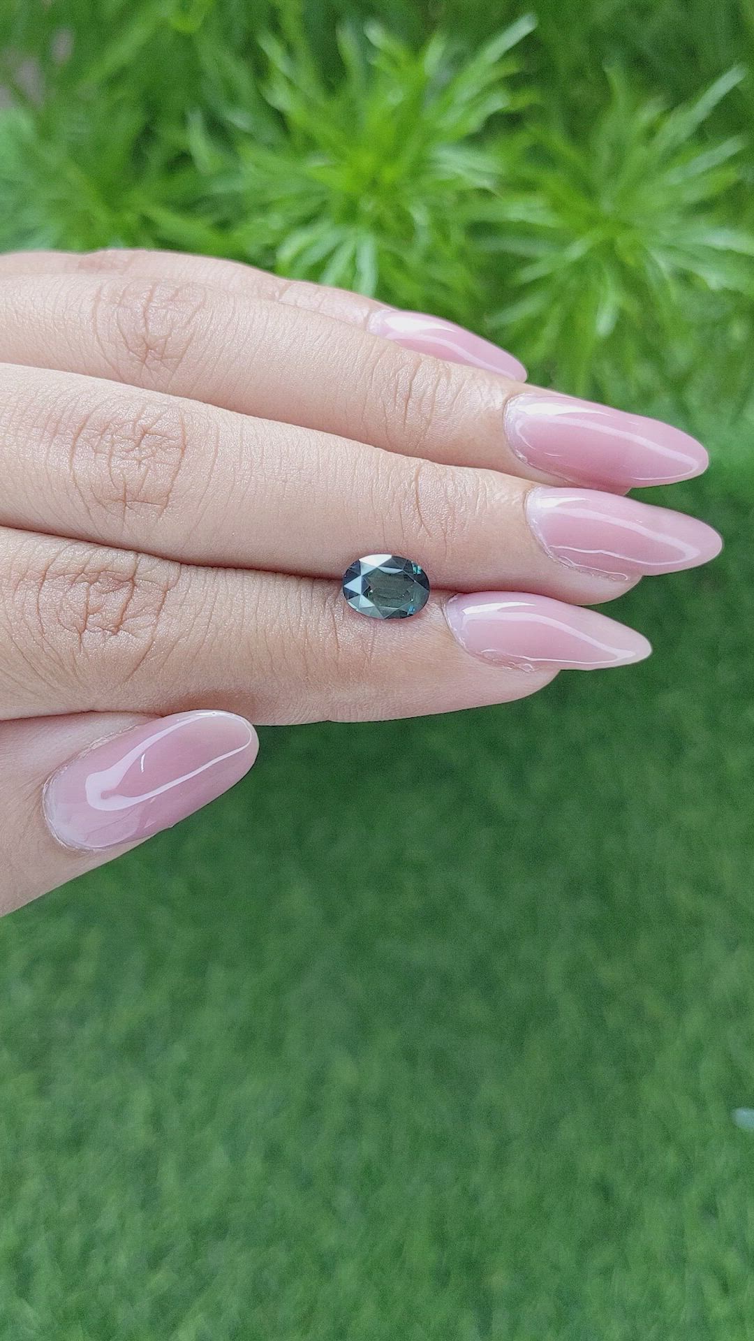 1.58 Ct. Bluish Green Sapphire from Madagascar Size Video