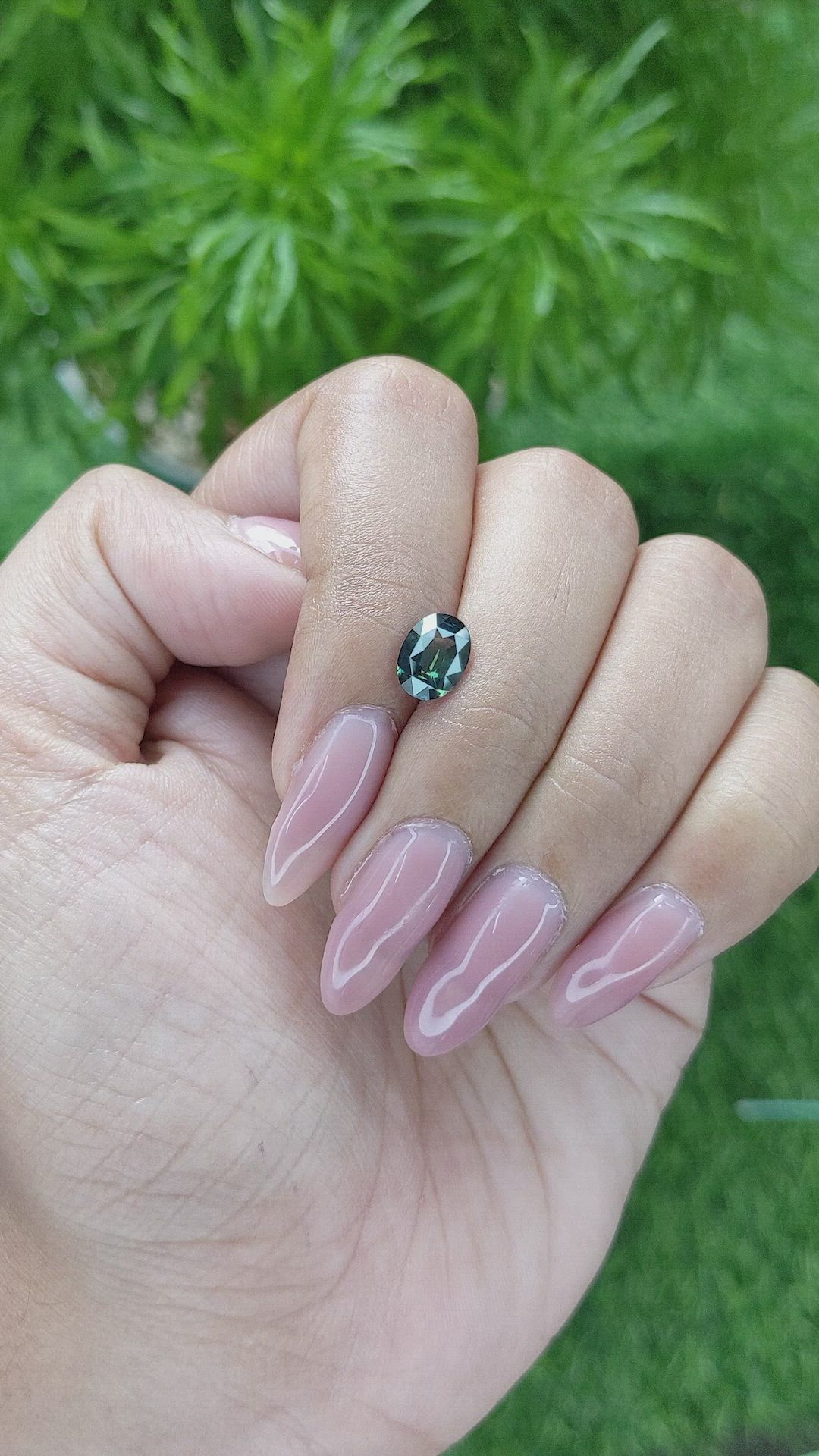 1.58 Ct. Bluish Green Sapphire from Madagascar Size Video