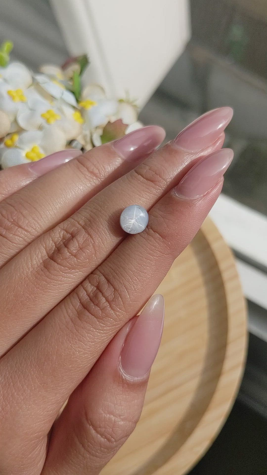 2.39 Ct. Greyish Blue Star Sapphire from Ceylon (Sri Lanka) Size Video