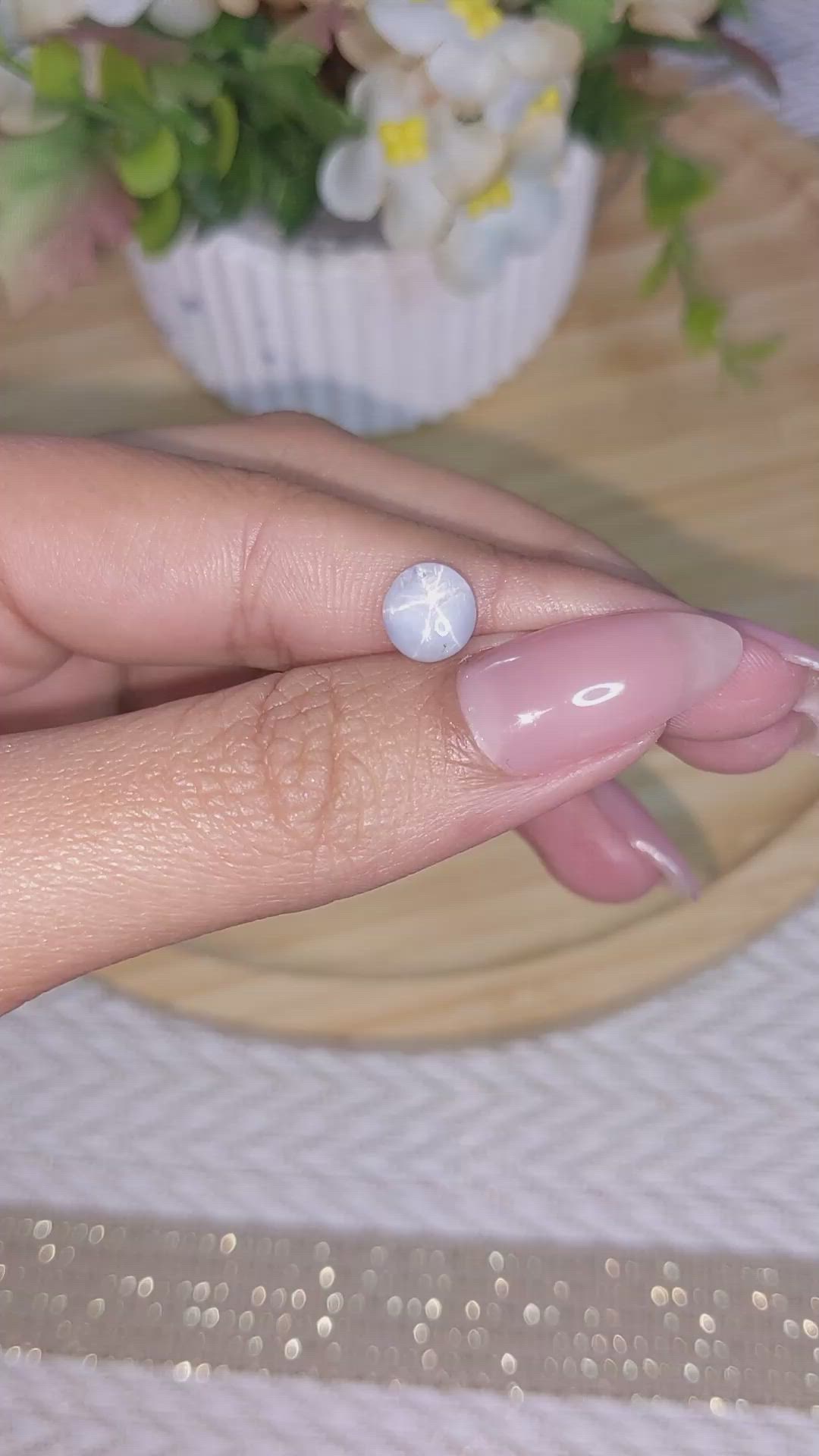 2.39 Ct. Greyish Blue Star Sapphire from Ceylon (Sri Lanka) Size Video
