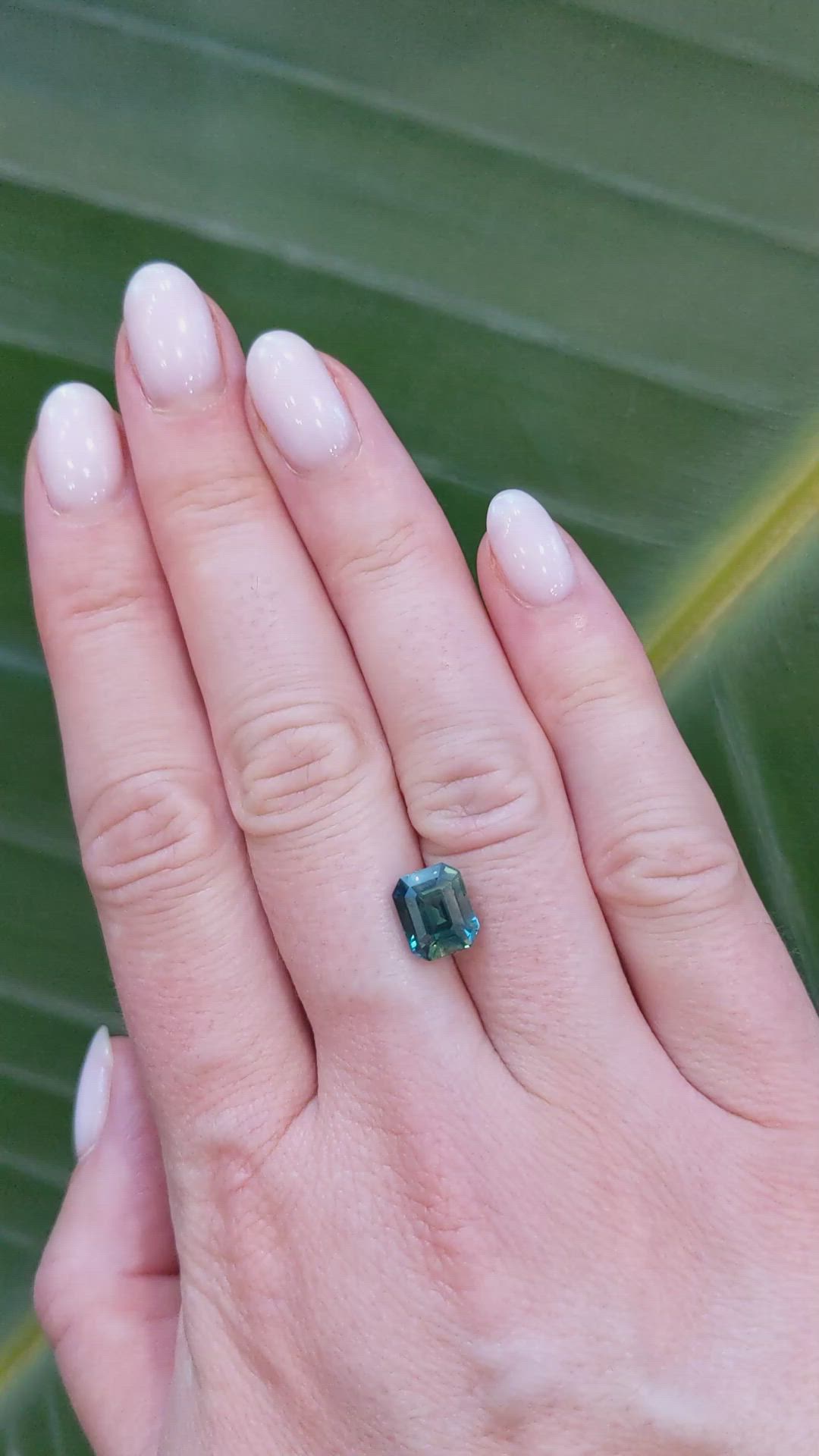 3.56 Ct. Bluish Green Sapphire from Madagascar Size Video