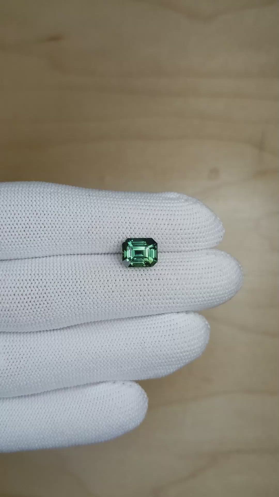 3.56 Ct. Bluish Green Sapphire from Madagascar Size Video