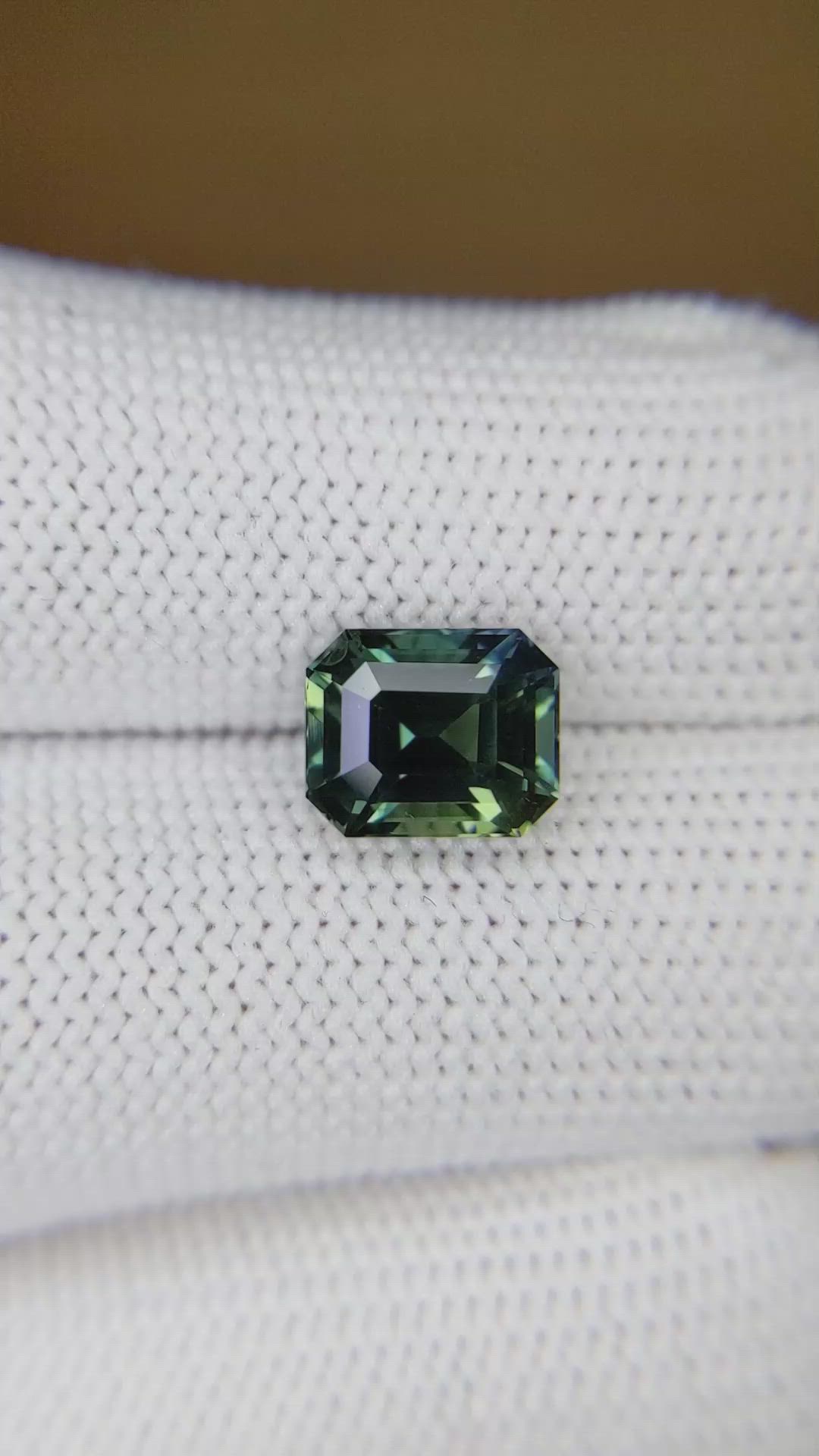 3.56 Ct. Bluish Green Sapphire from Madagascar Size Video