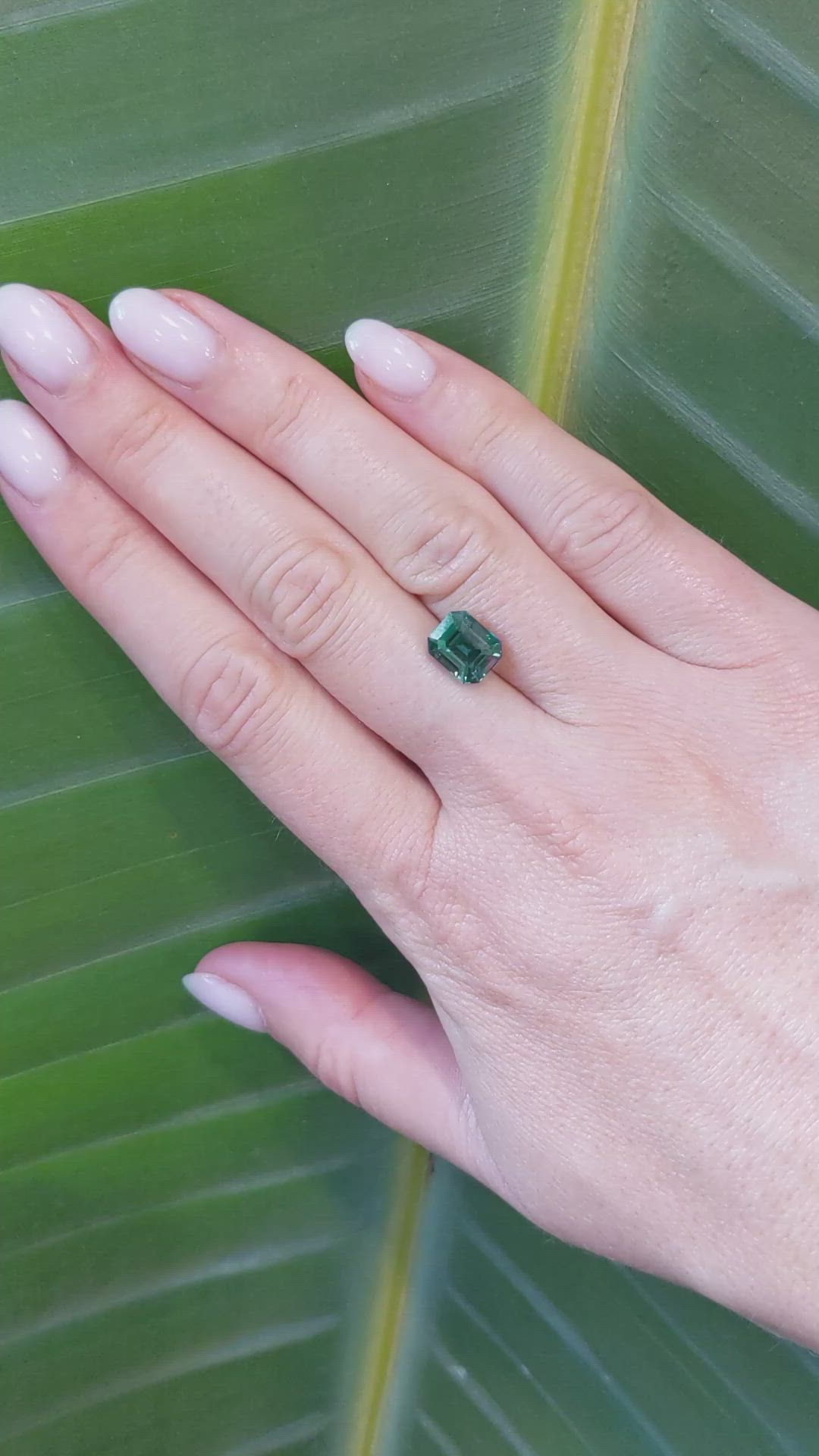 3.56 Ct. Bluish Green Sapphire from Madagascar Size Video