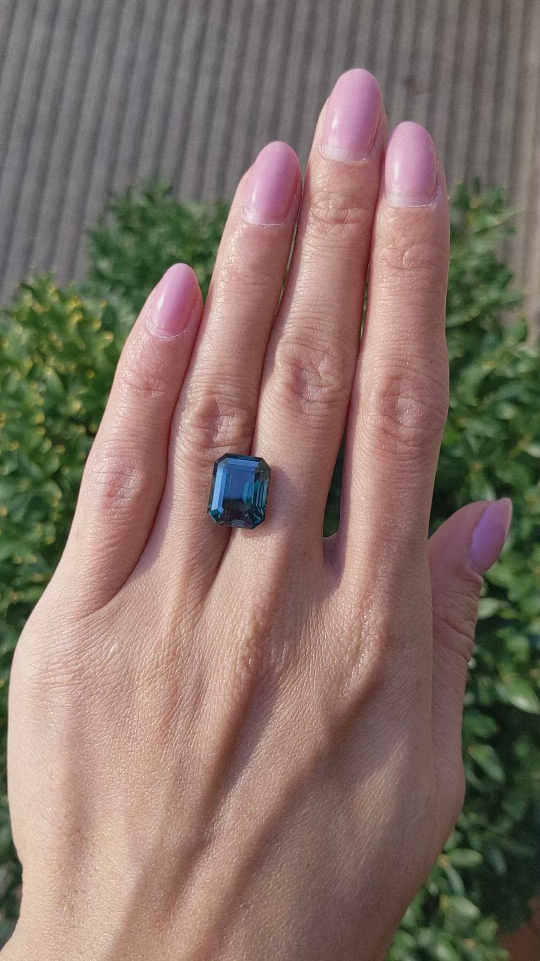 10.02 Ct. Bluish Green Sapphire from Madagascar Size Video