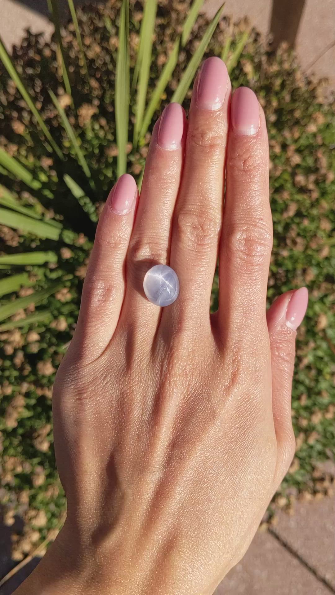 15.69 Ct. Bluish Grey Star Sapphire from Ceylon (Sri Lanka) Size Video