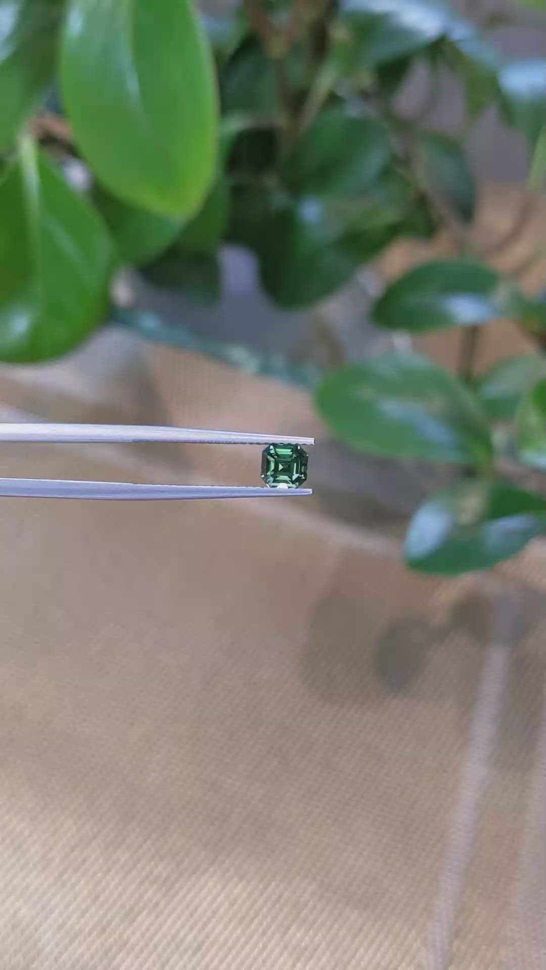1.12 Ct. Bluish Green Sapphire from Madagascar Size Video