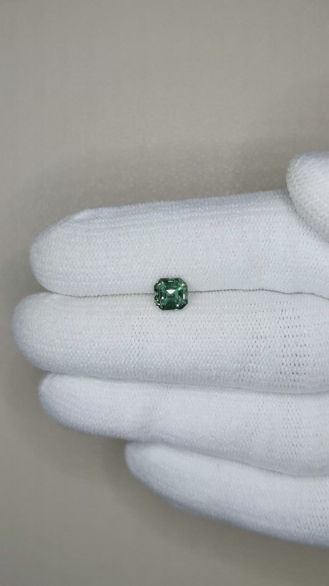 1.12 Ct. Bluish Green Sapphire from Madagascar Size Video