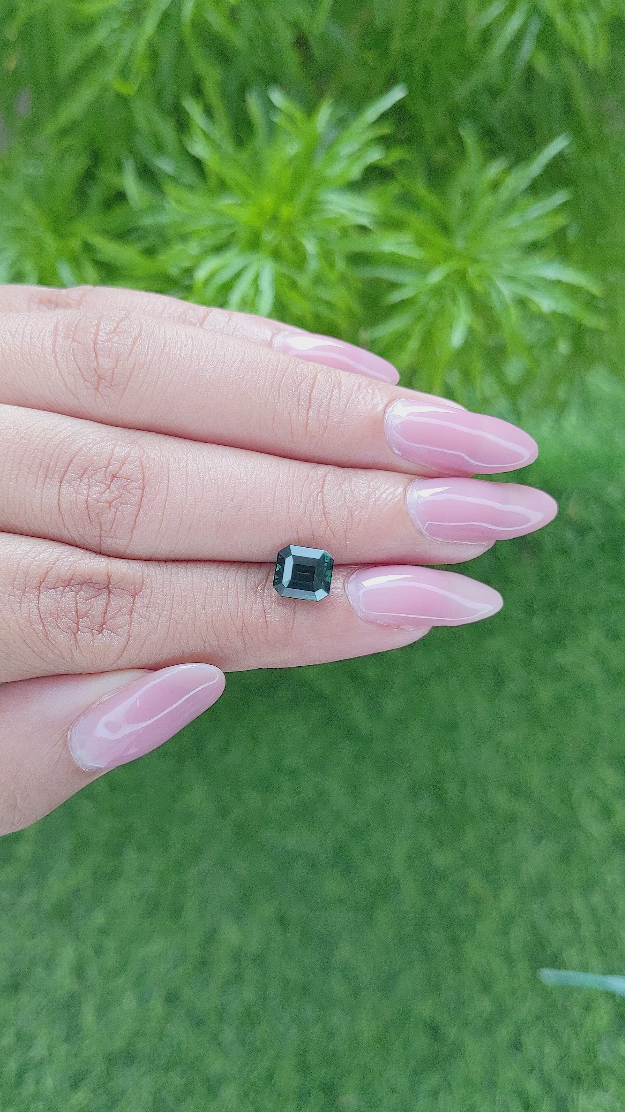 2.01 Ct. Bluish Green Sapphire from Madagascar Size Video