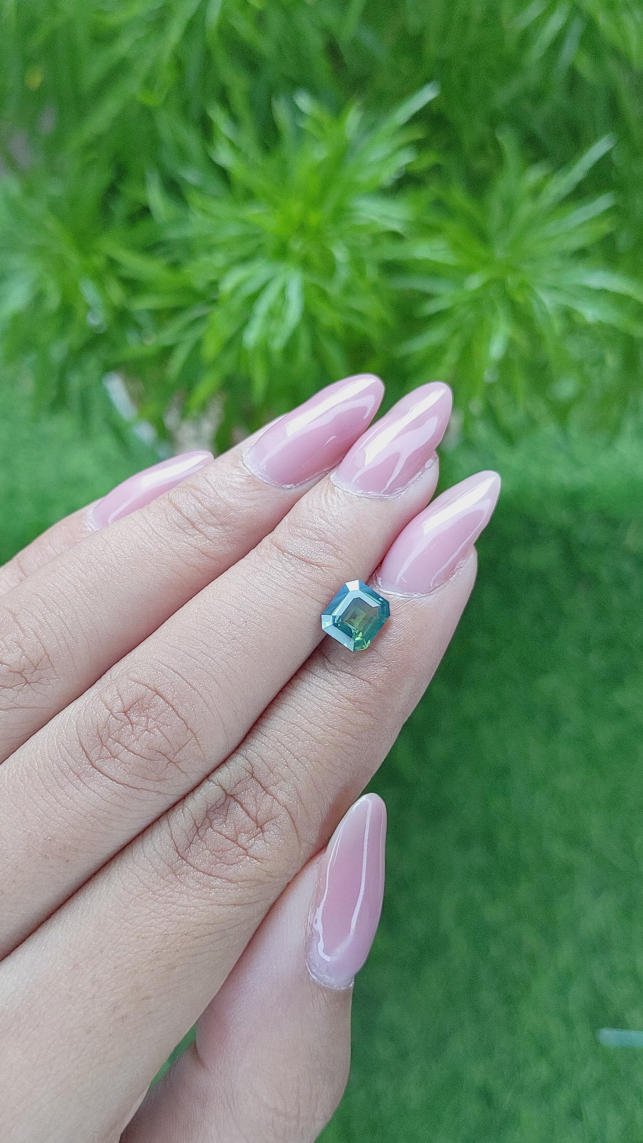 1.51 Ct. Bluish Green Sapphire from Madagascar Size Video