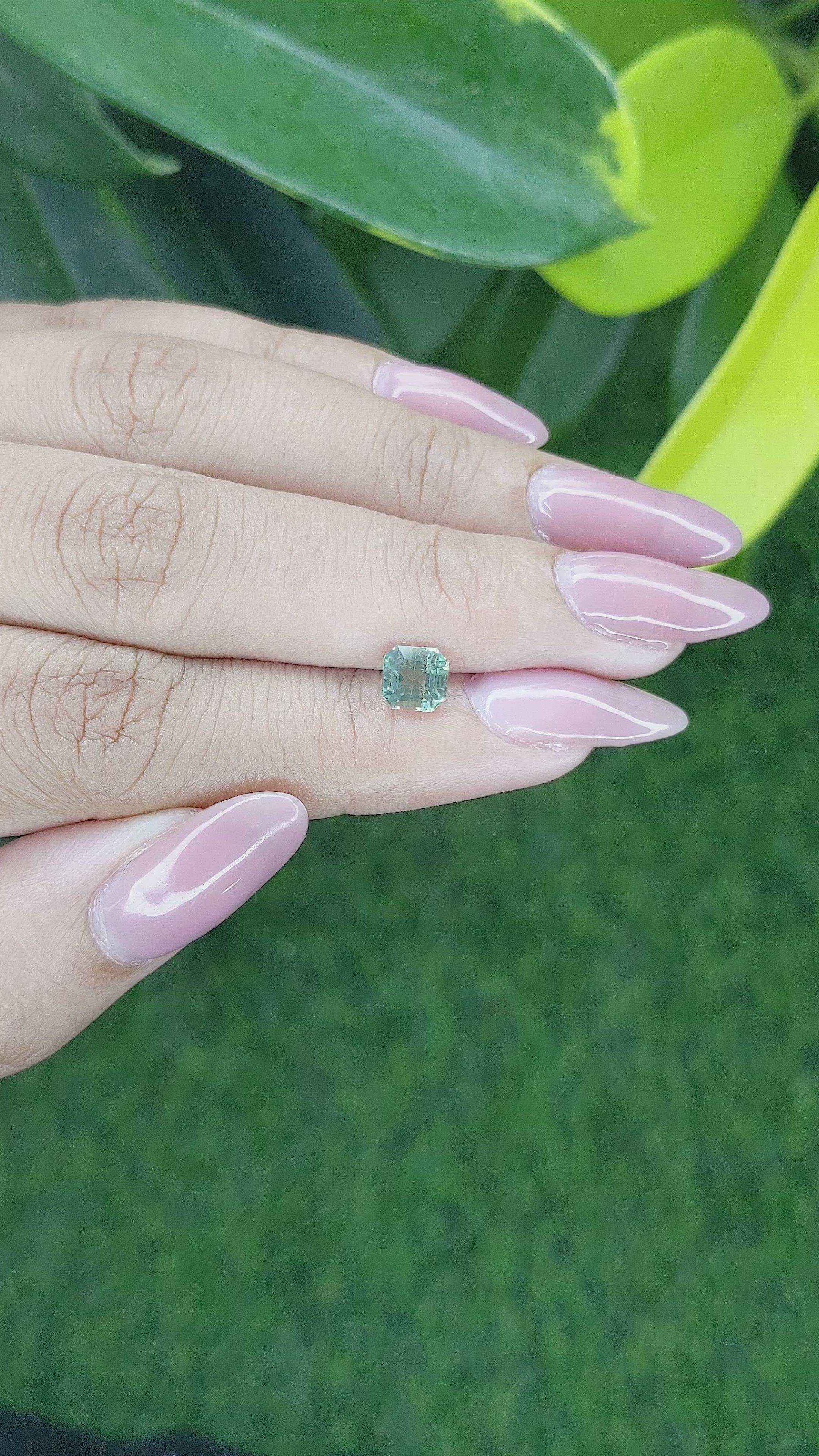 1.15 Ct. Bluish Green Sapphire from Madagascar Size Video