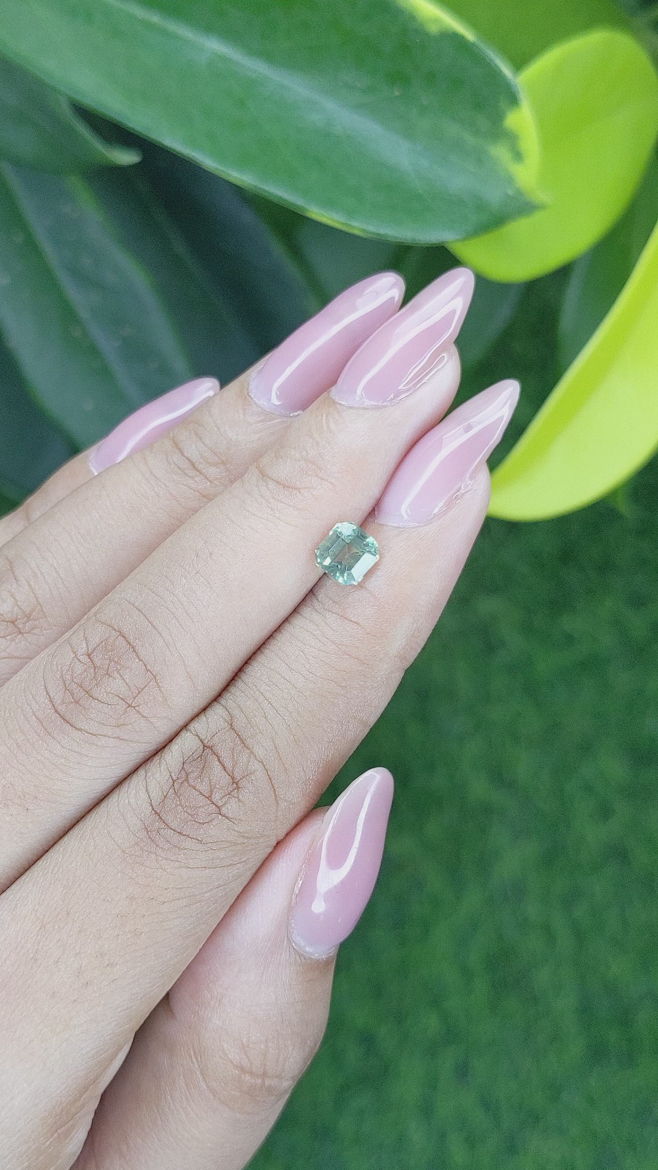 1.15 Ct. Bluish Green Sapphire from Madagascar Size Video