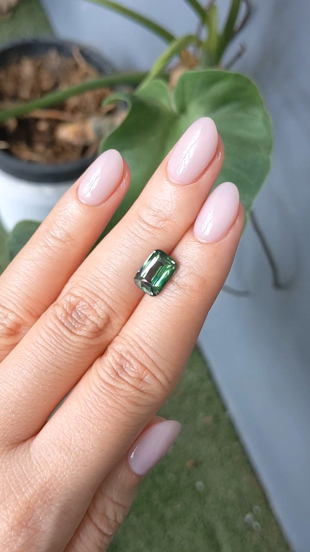 3.02 Ct. Bluish Green Sapphire from Madagascar Size Video