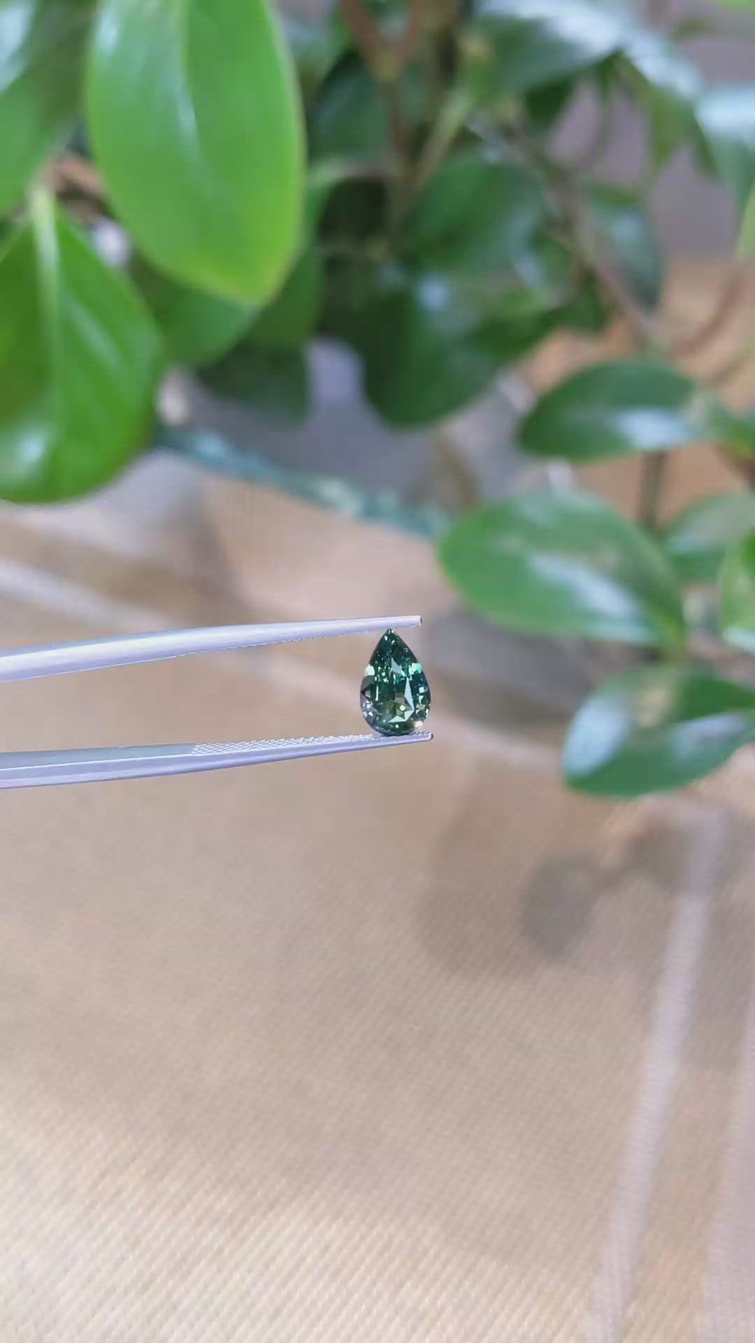 1.73 Ct. Bluish Green Sapphire from Madagascar Size Video