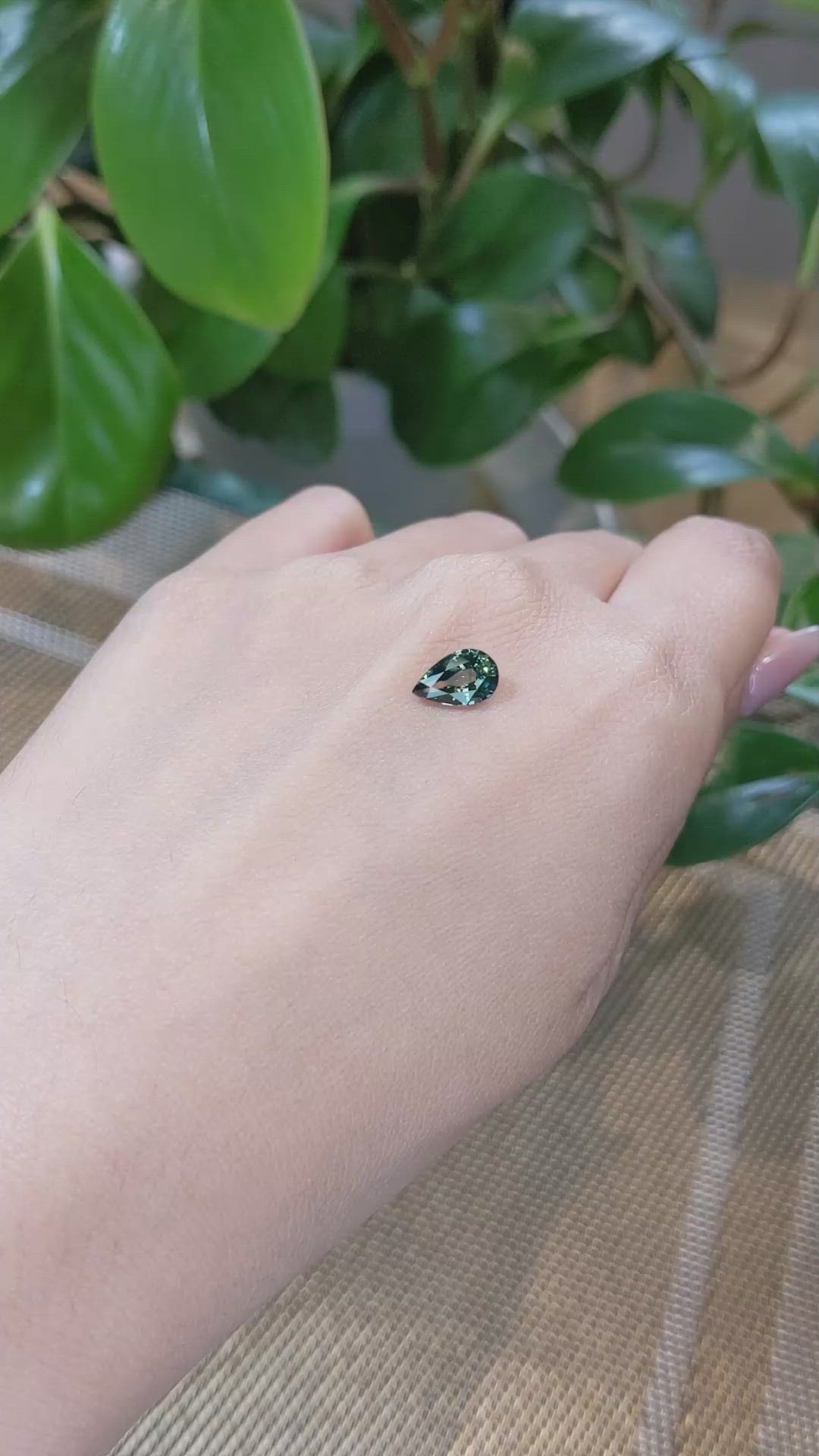 1.73 Ct. Bluish Green Sapphire from Madagascar Size Video