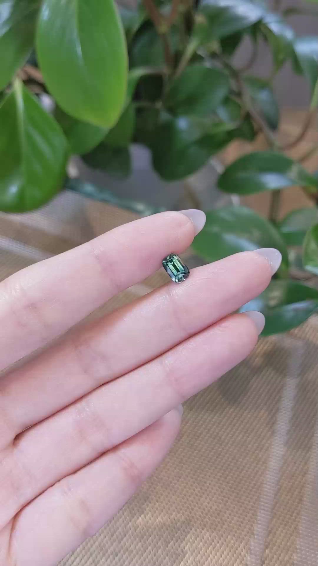1.51 Ct. Bluish Green Sapphire from Madagascar Size Video