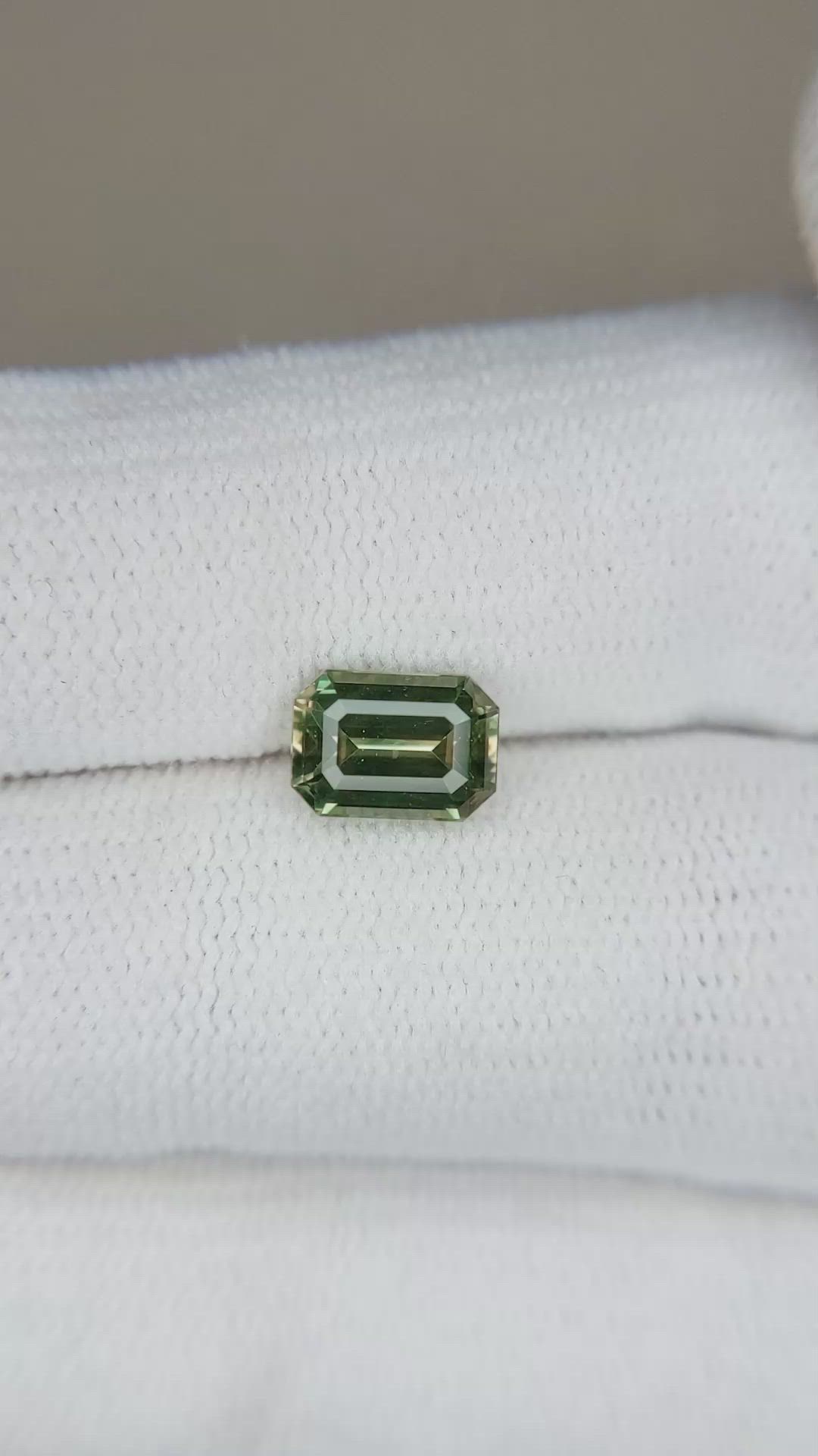 1.57 Ct. Yellowish Green Sapphire from Madagascar Size Video